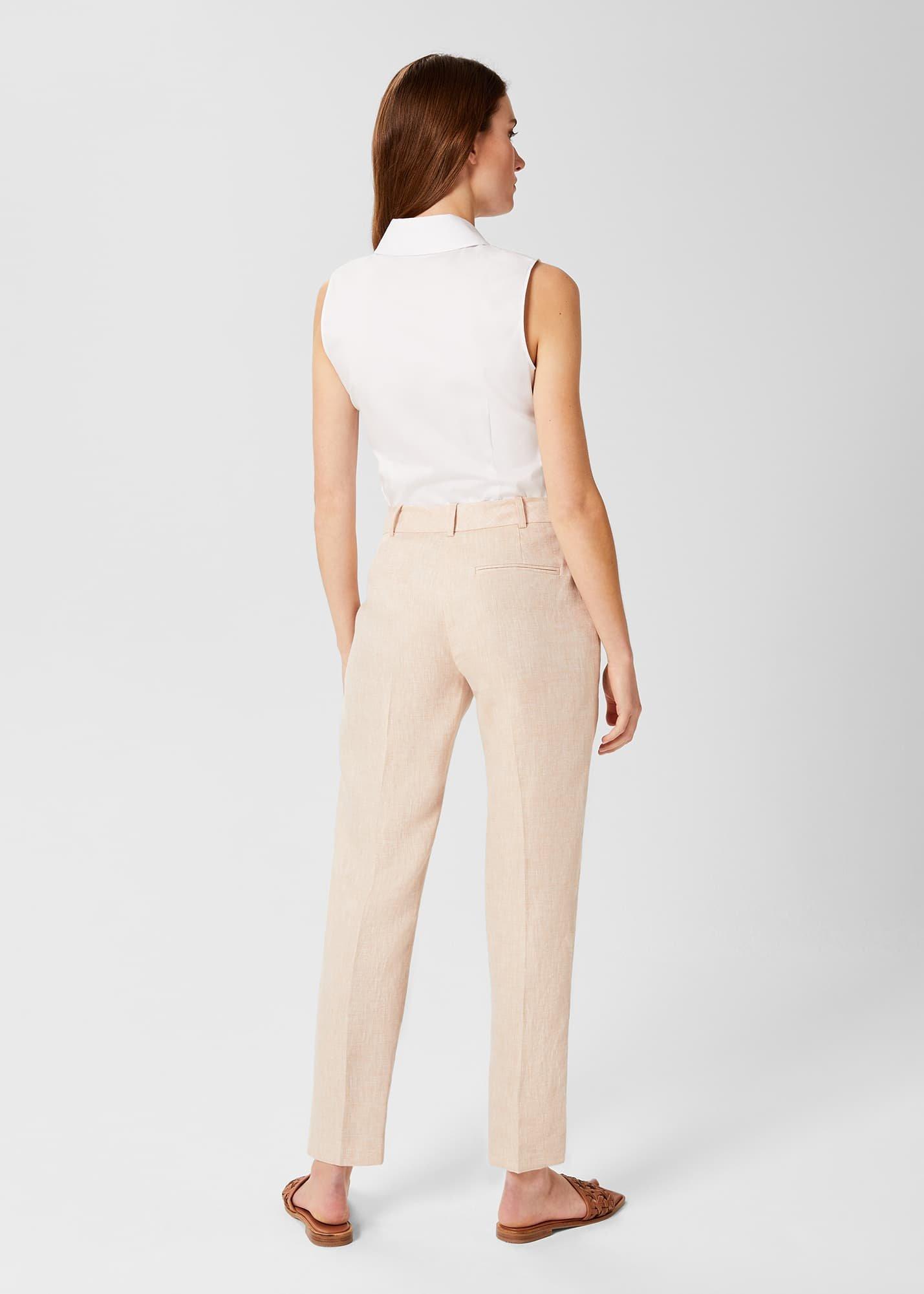 Petite Ivana Linen Trousers, Warm Neutral, hi-res
