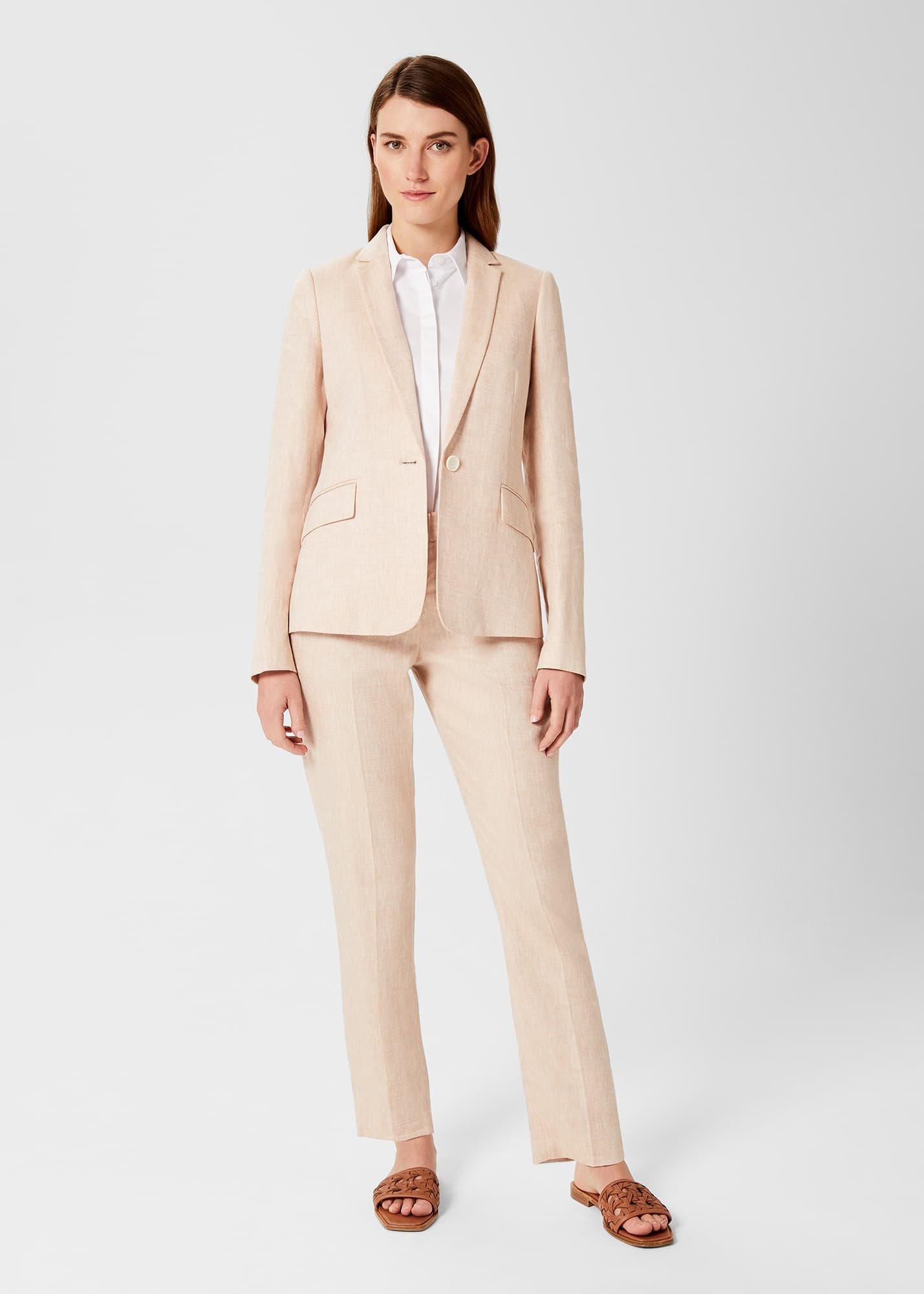 Petite Ivana Linen Trousers, Warm Neutral, hi-res