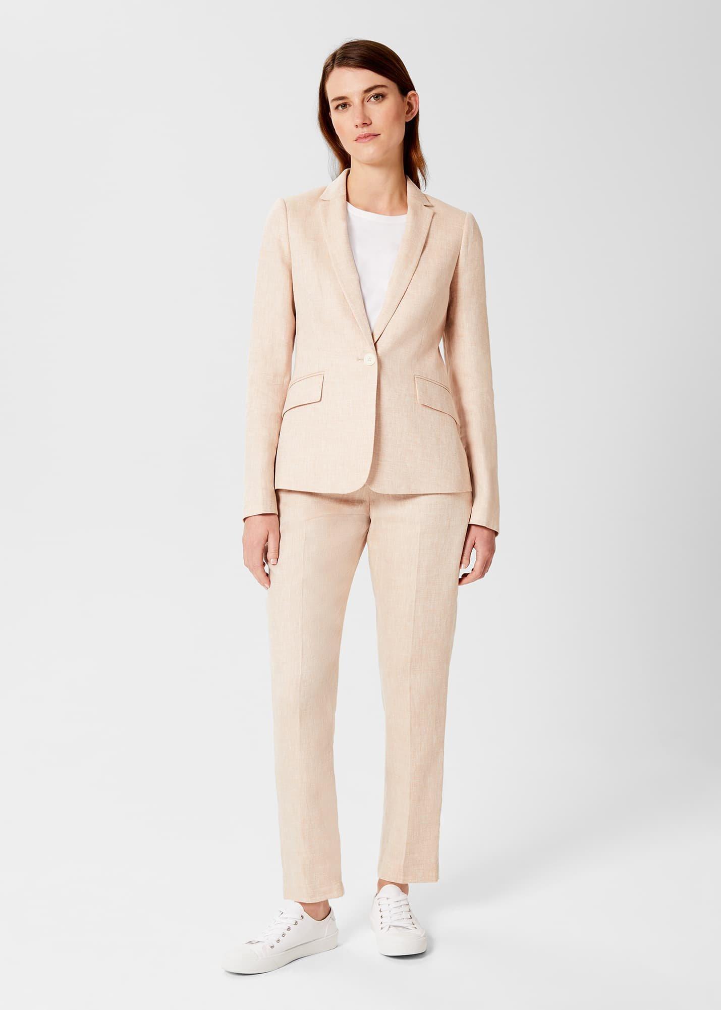 Petite Ivana Linen Trousers, Warm Neutral, hi-res