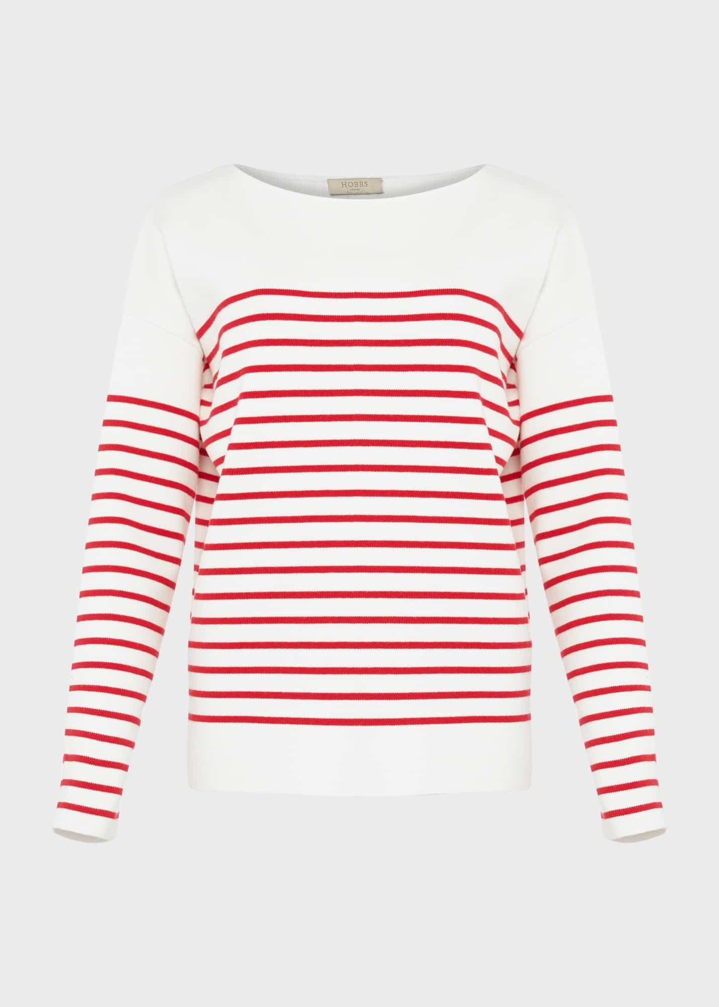 Petra Striped Jumper, Ivory Red, hi-res
