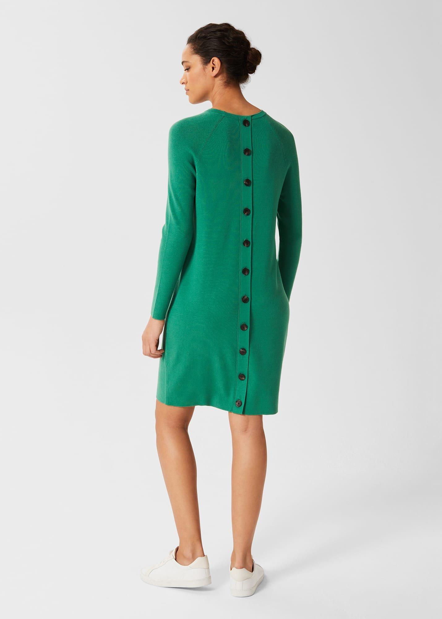 Poppy Knitted Dress, Leaf Green, hi-res