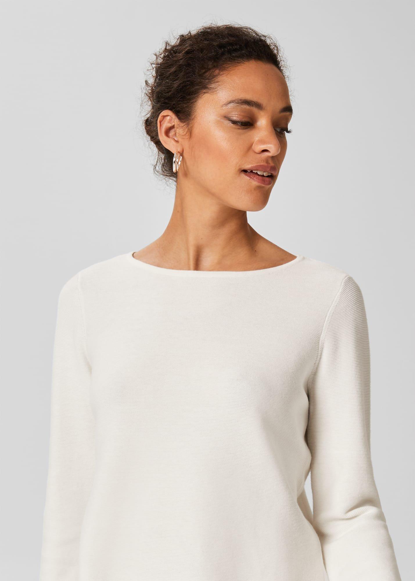 Beatrice Cotton Jumper, Ivory, hi-res