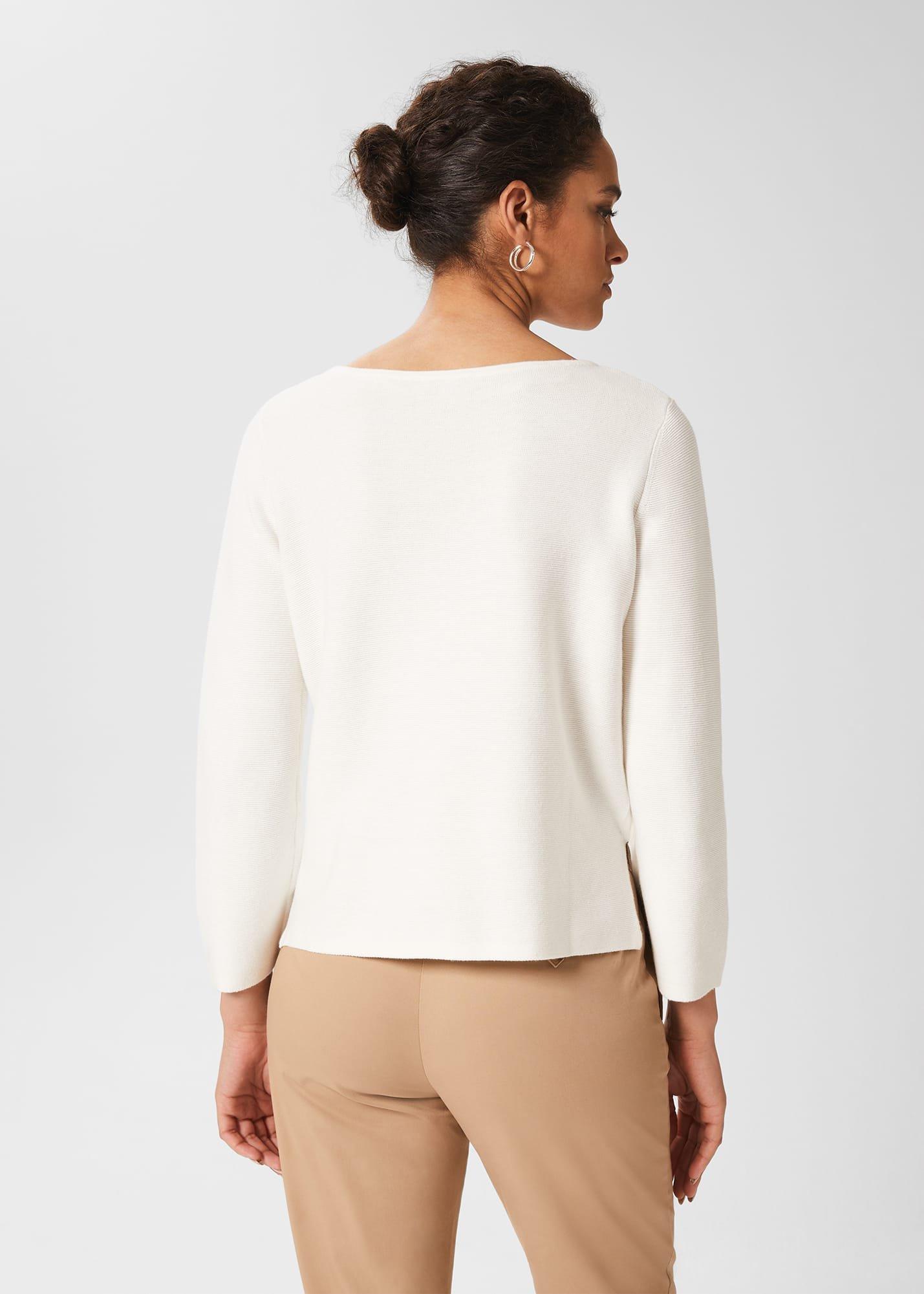 Beatrice Cotton Jumper, Ivory, hi-res
