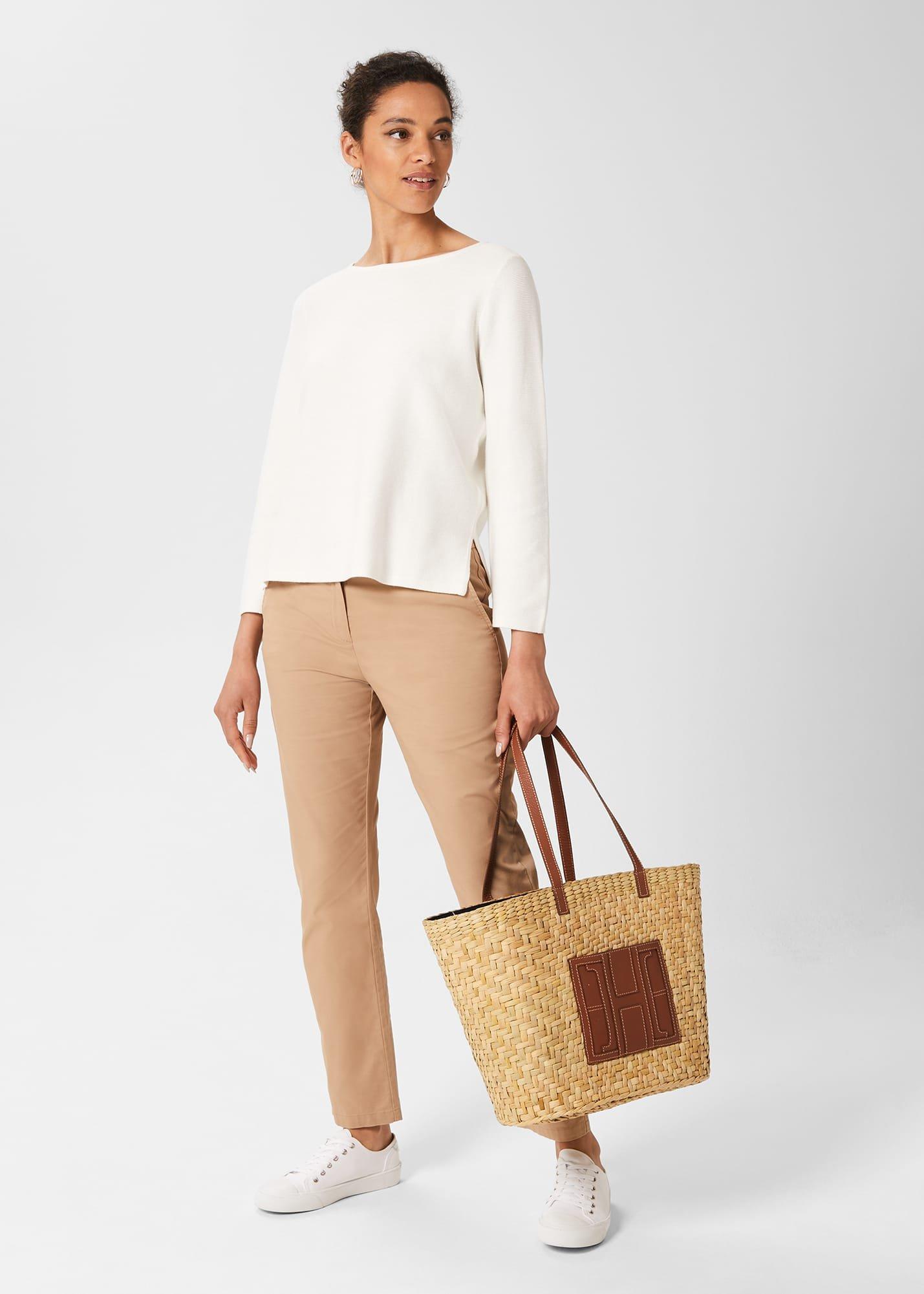 Beatrice Cotton Jumper, Ivory, hi-res
