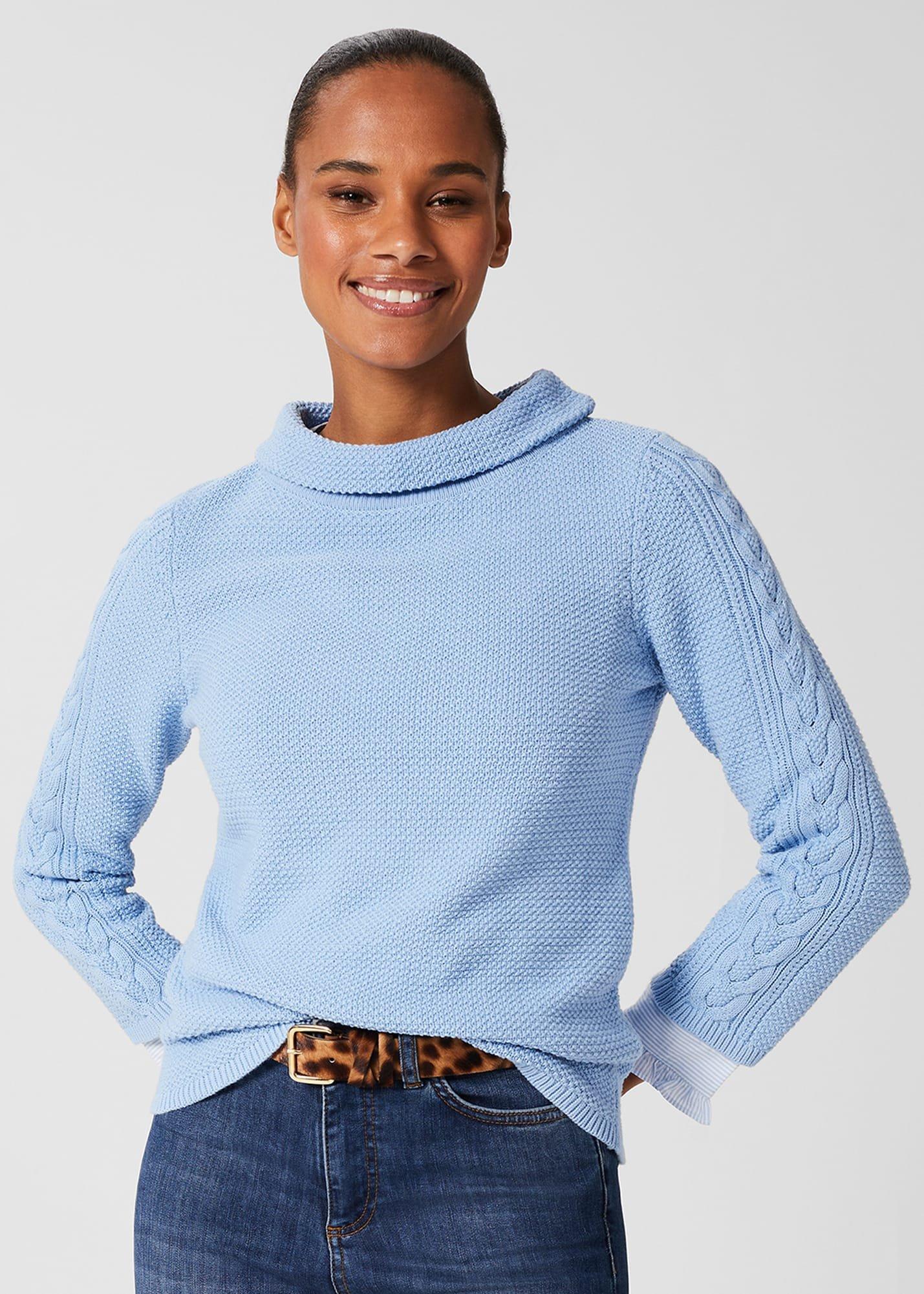 Camilla Cotton Jumper, Serene Blue, hi-res