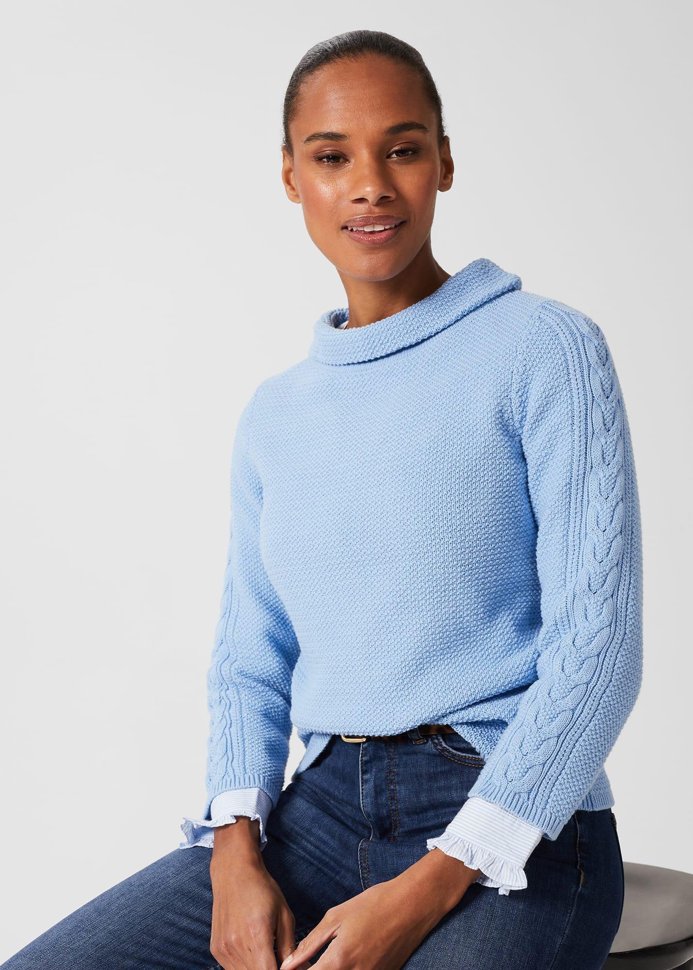 Camilla Cotton Jumper, Serene Blue, hi-res