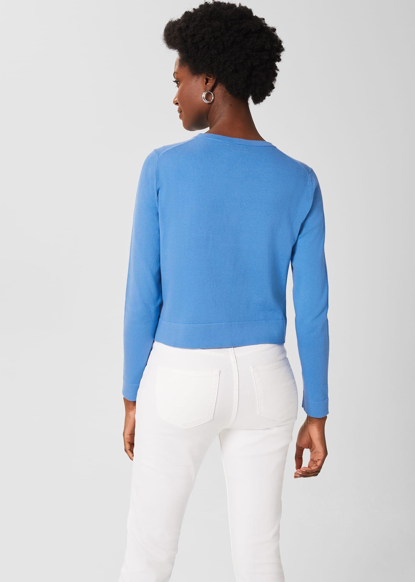Michelle Cotton Cardigan , Azure Blue, hi-res