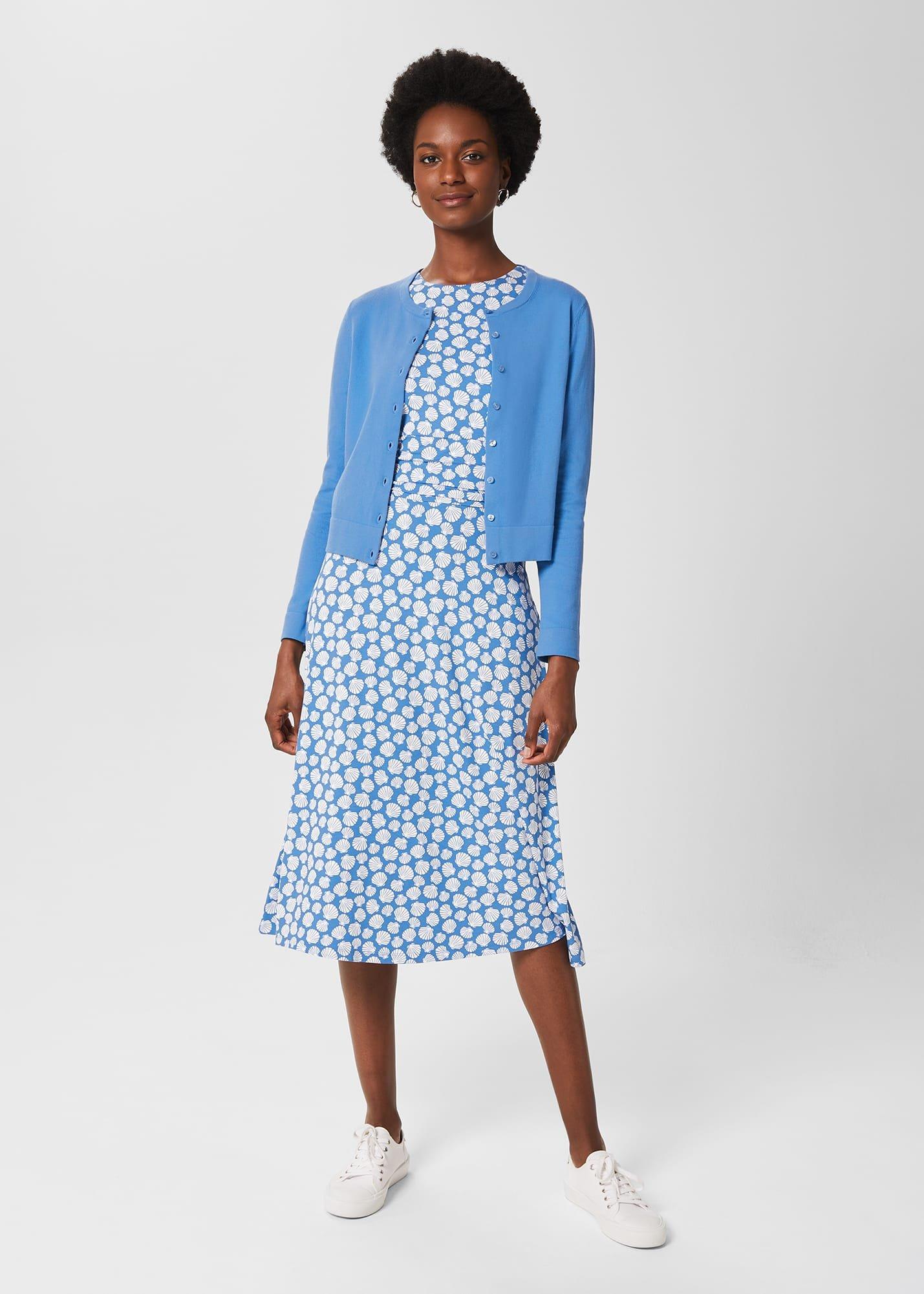 Michelle Cotton Cardigan , Azure Blue, hi-res