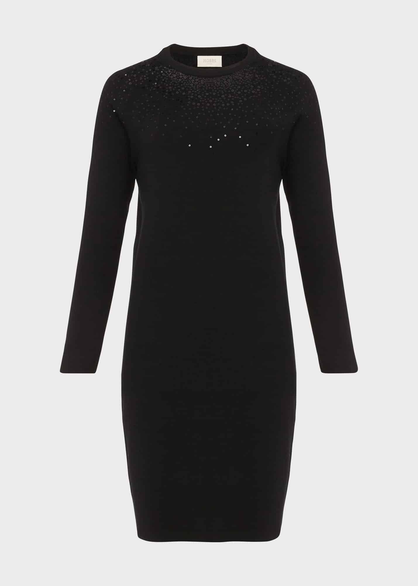 Viviene Knitted Dress, Black, hi-res