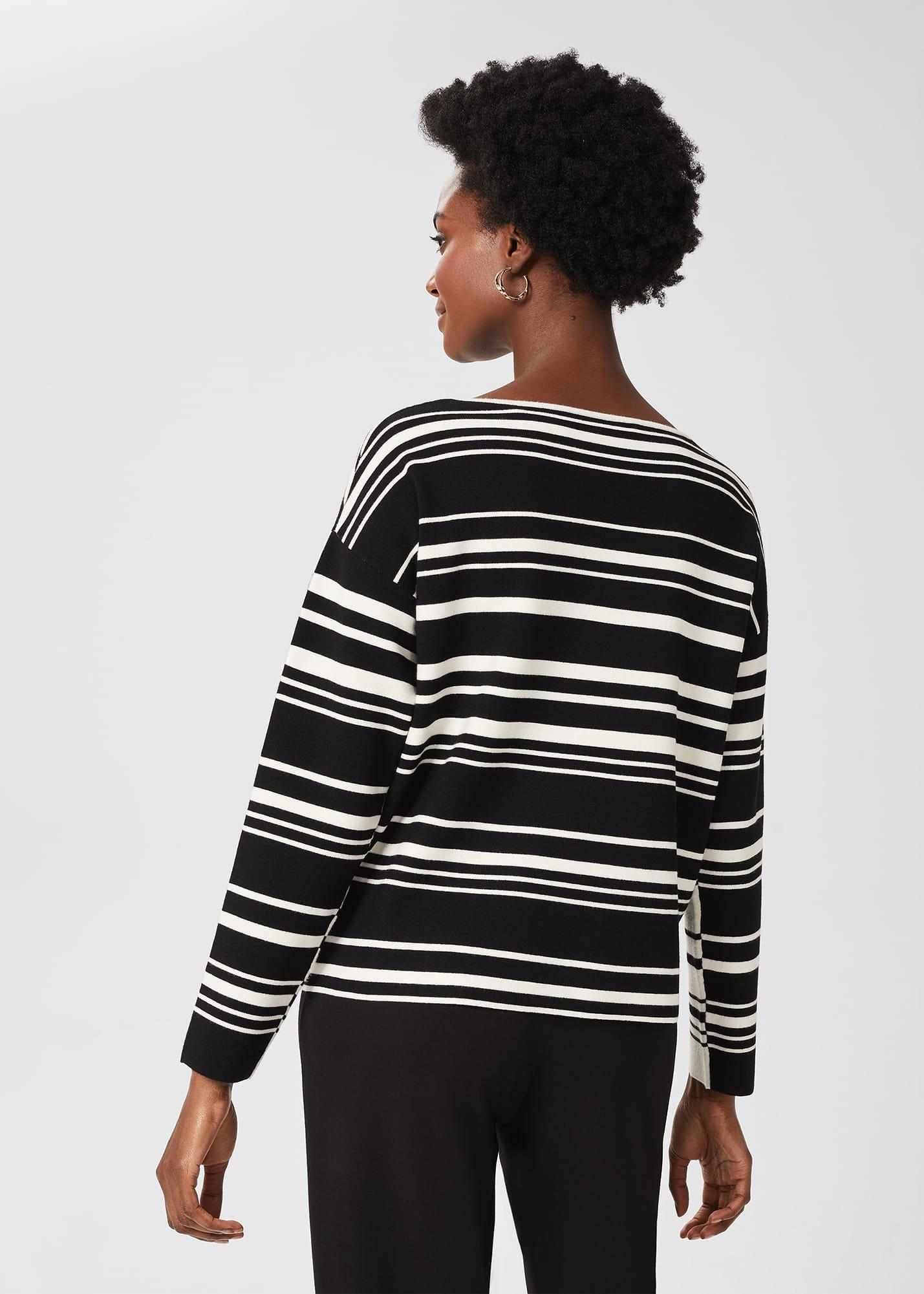Brigitte Stripe Jumper, Ivory Black, hi-res