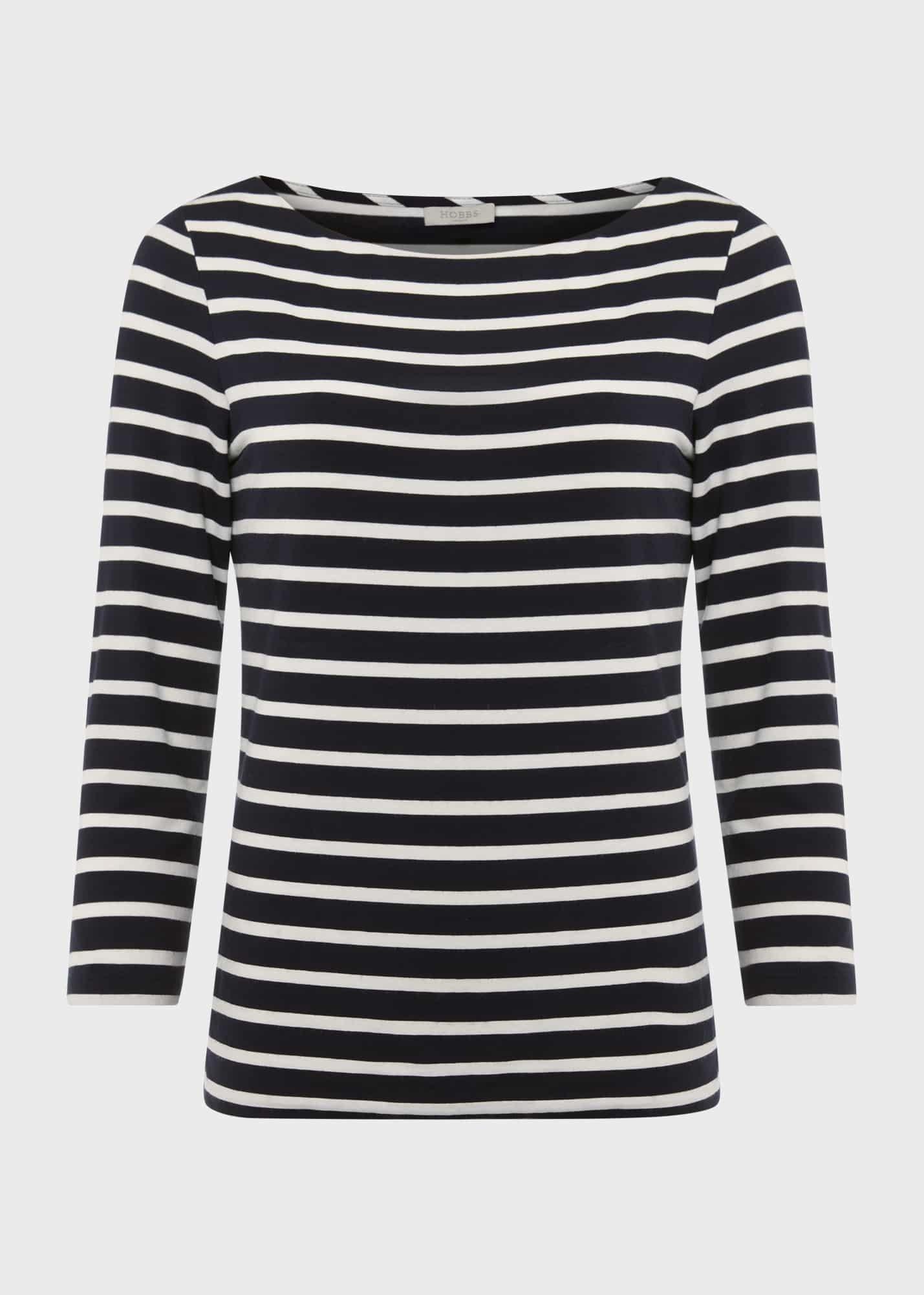 Sonya Striped Top, Navy Ivory, hi-res
