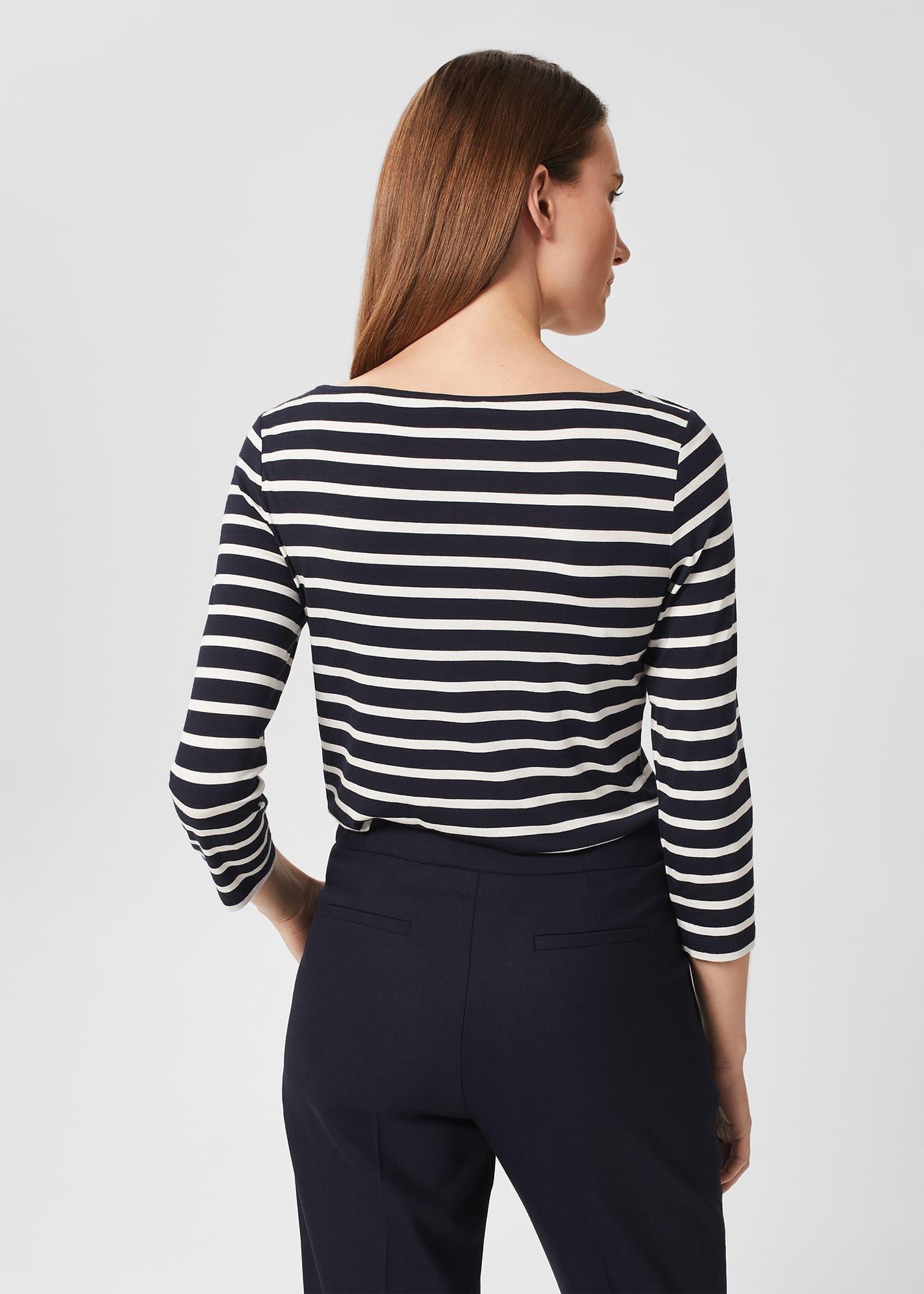 Sonya Striped Top, Navy Ivory, hi-res