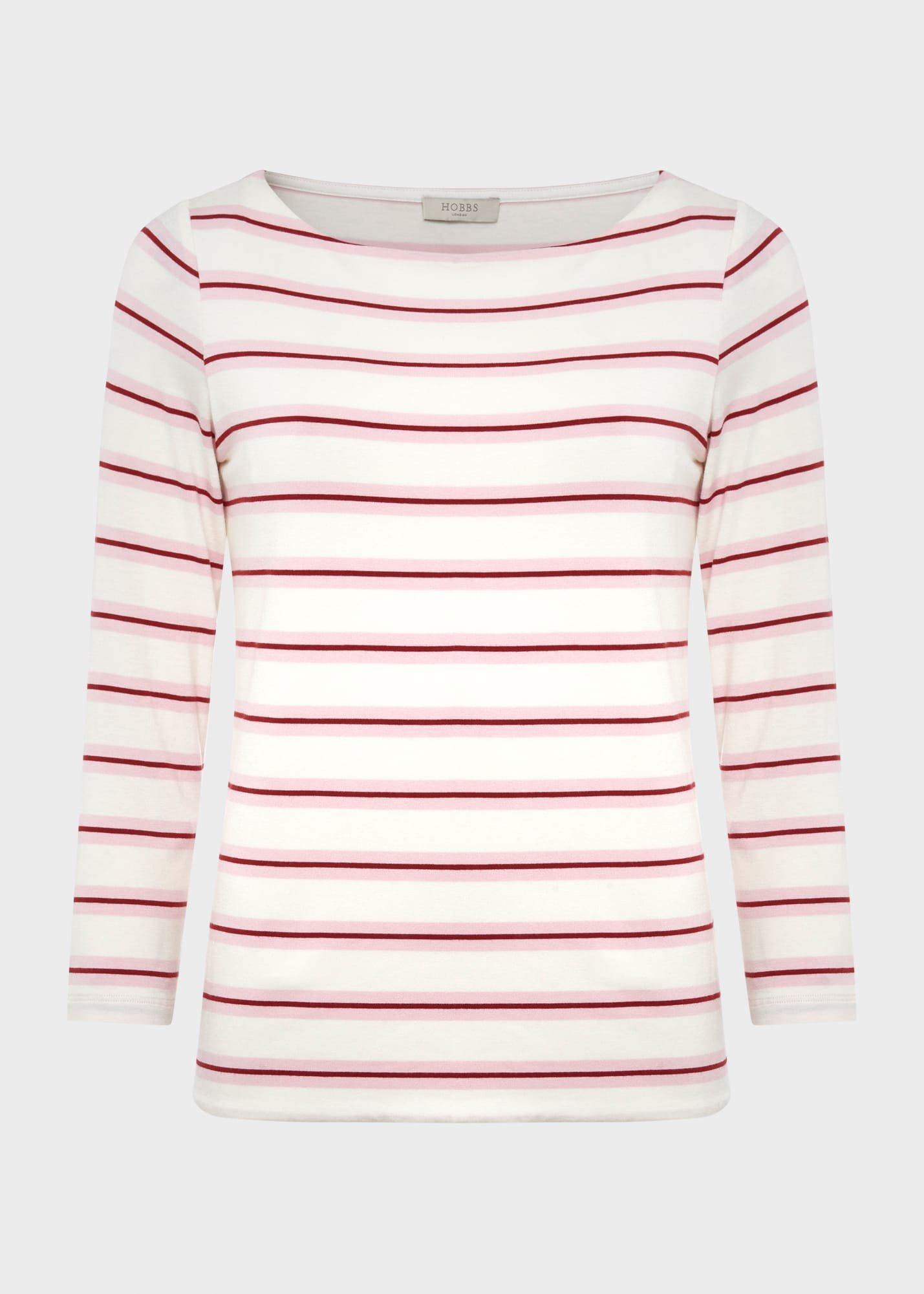 Sonya Striped Top, Ivory Pink, hi-res