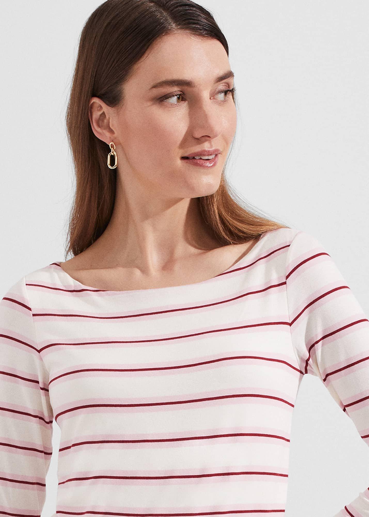 Sonya Striped Top, Ivory Pink, hi-res
