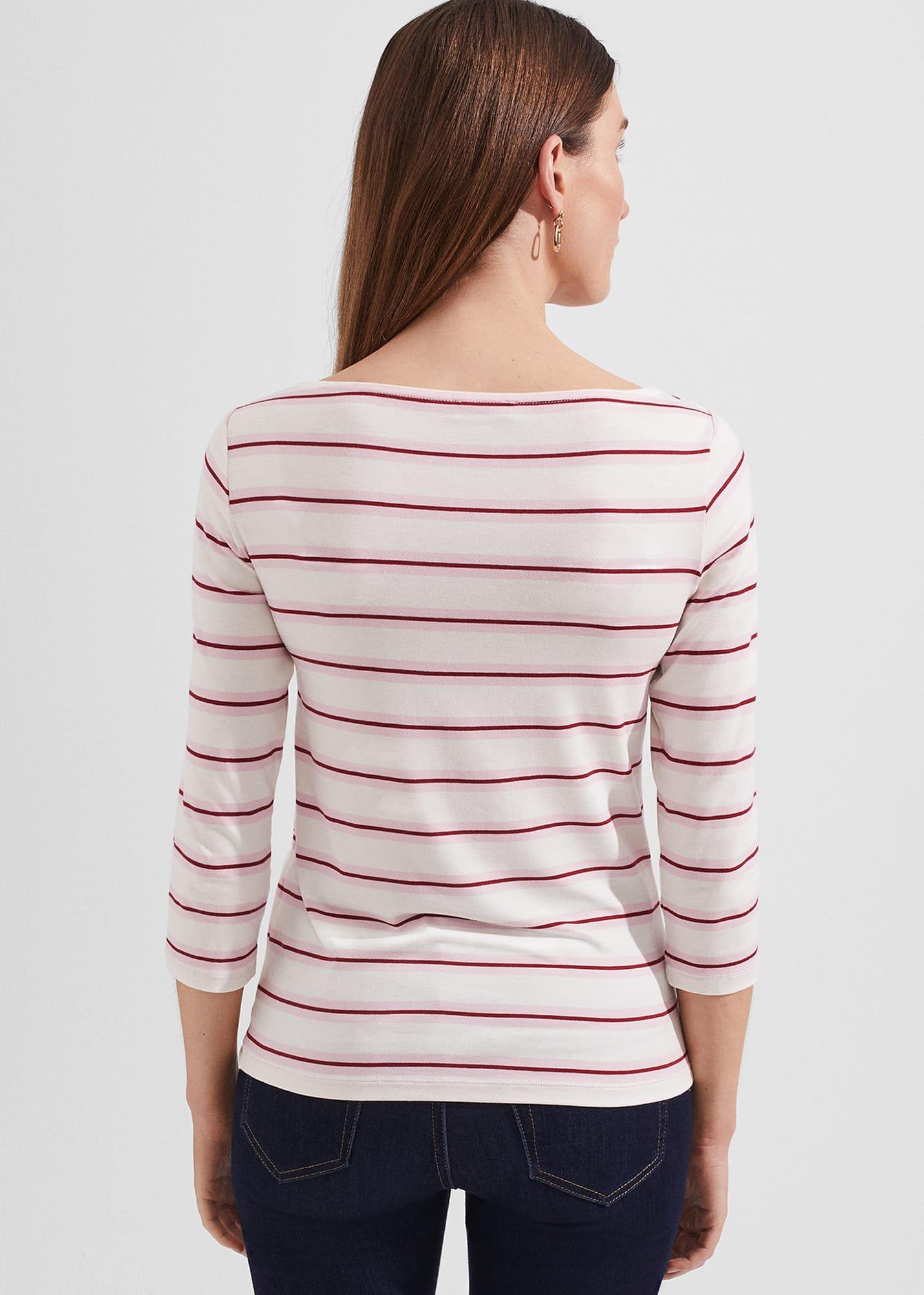Sonya Striped Top, Ivory Pink, hi-res
