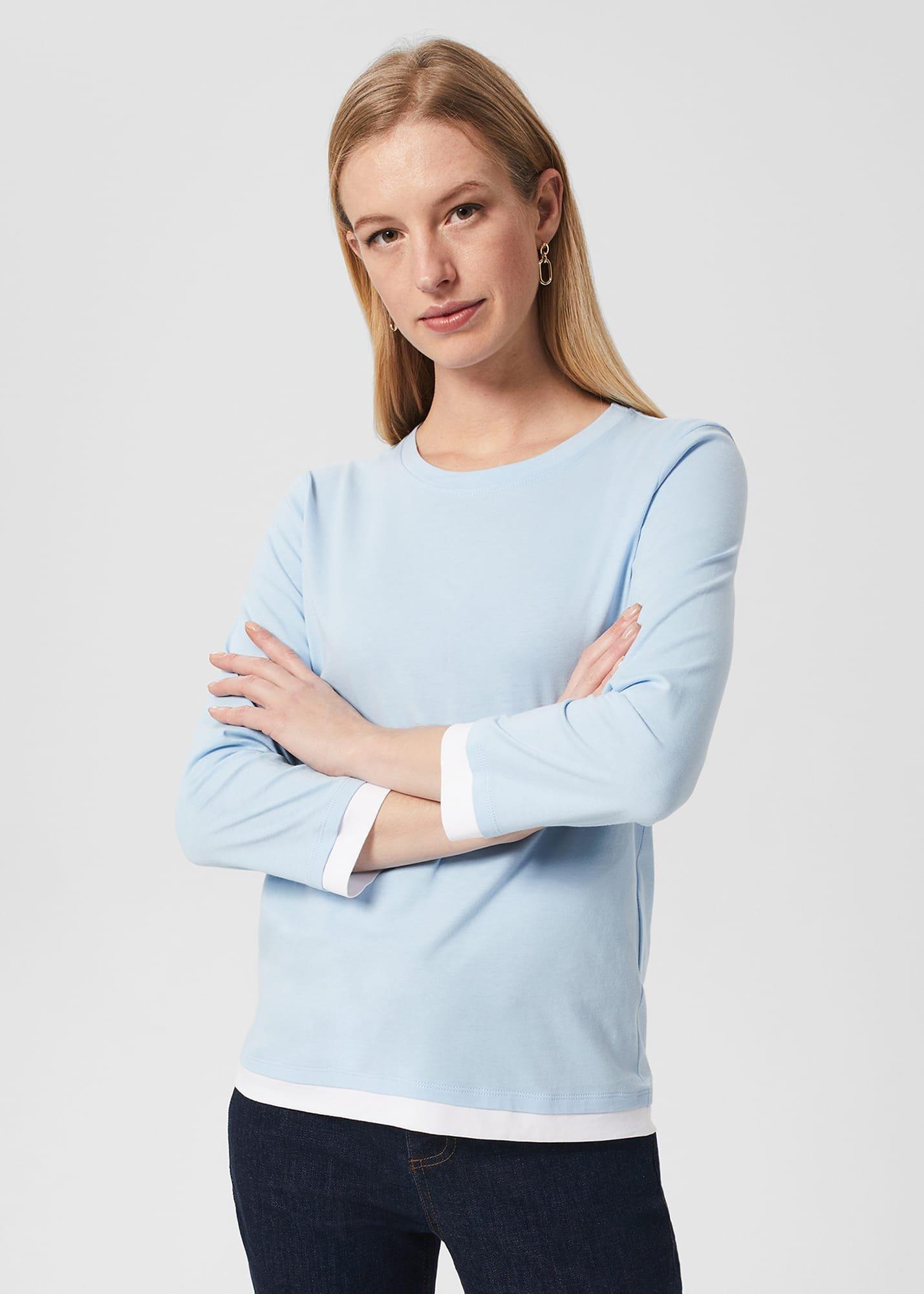 Amelie Cotton Top, Dusky Blue, hi-res