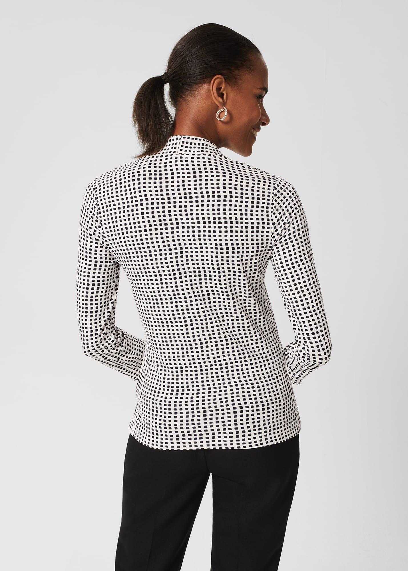 Aimee Printed Top, Ivory Navy, hi-res