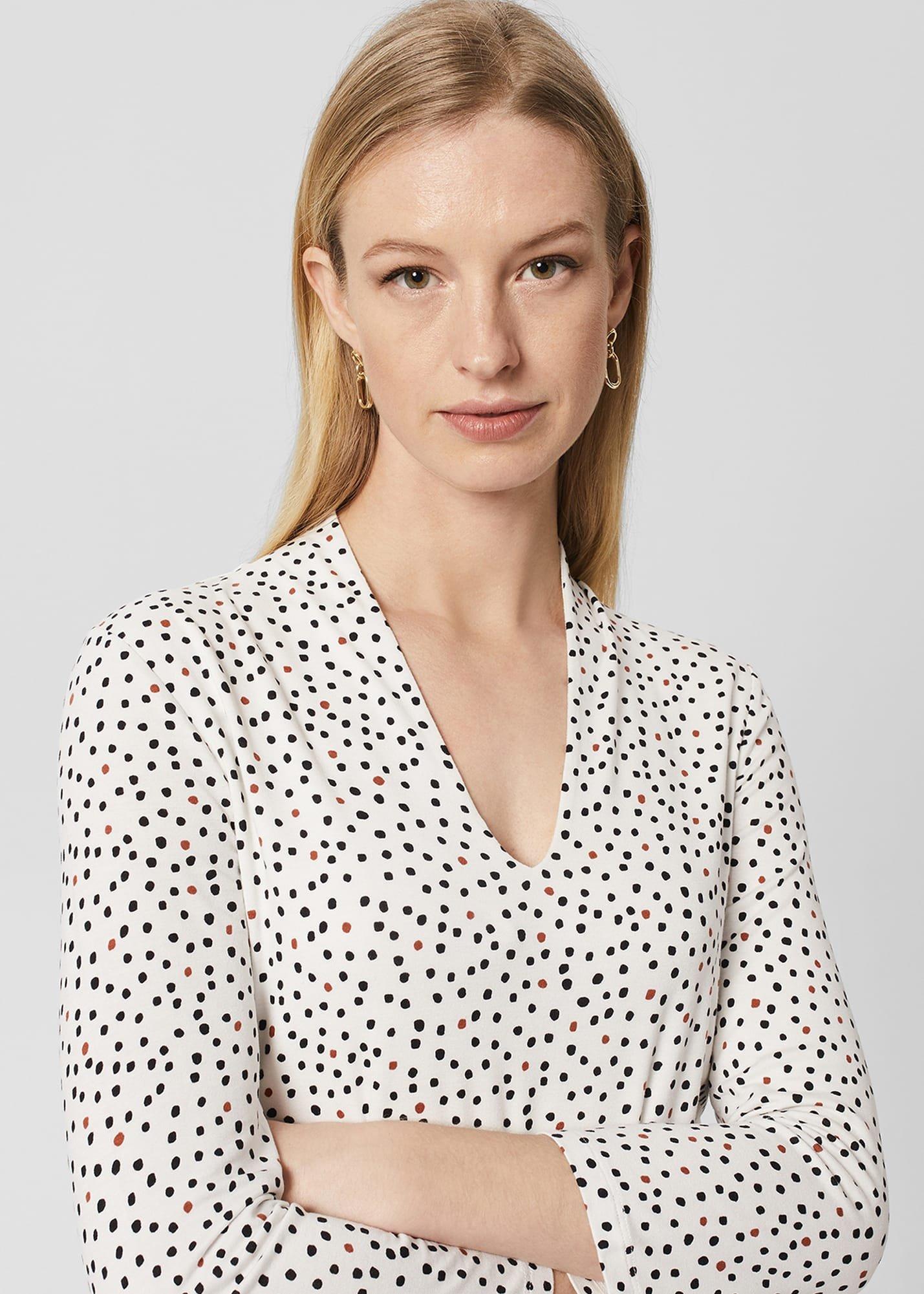 Aimee Printed Top, Ivory Black, hi-res