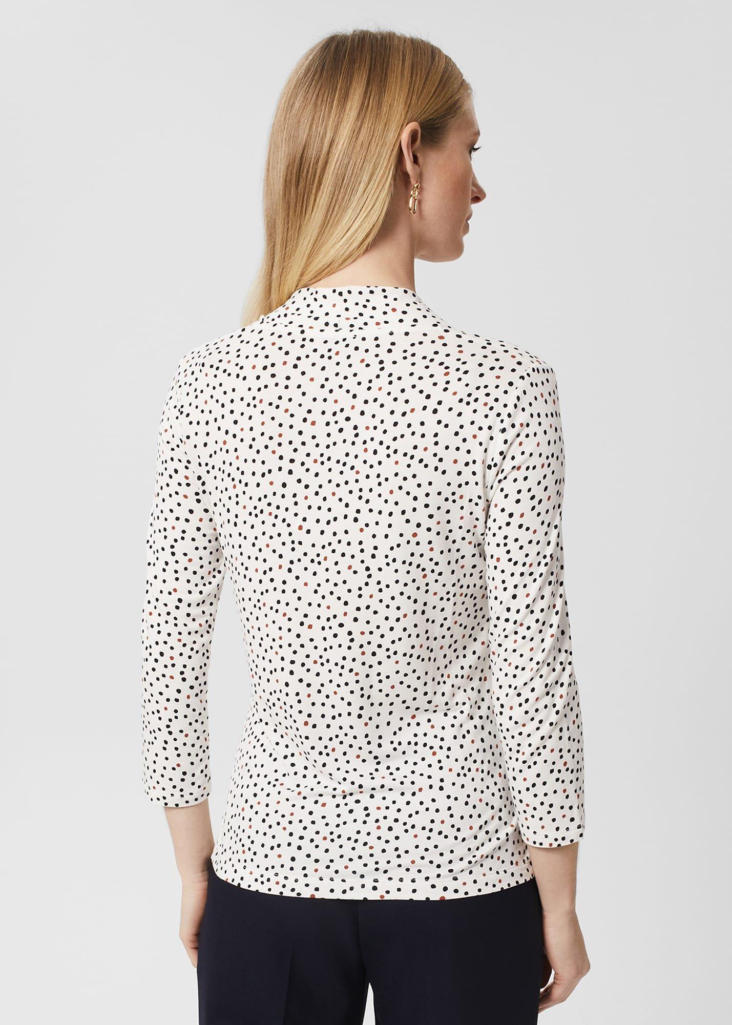 Aimee Printed Top, Ivory Black, hi-res