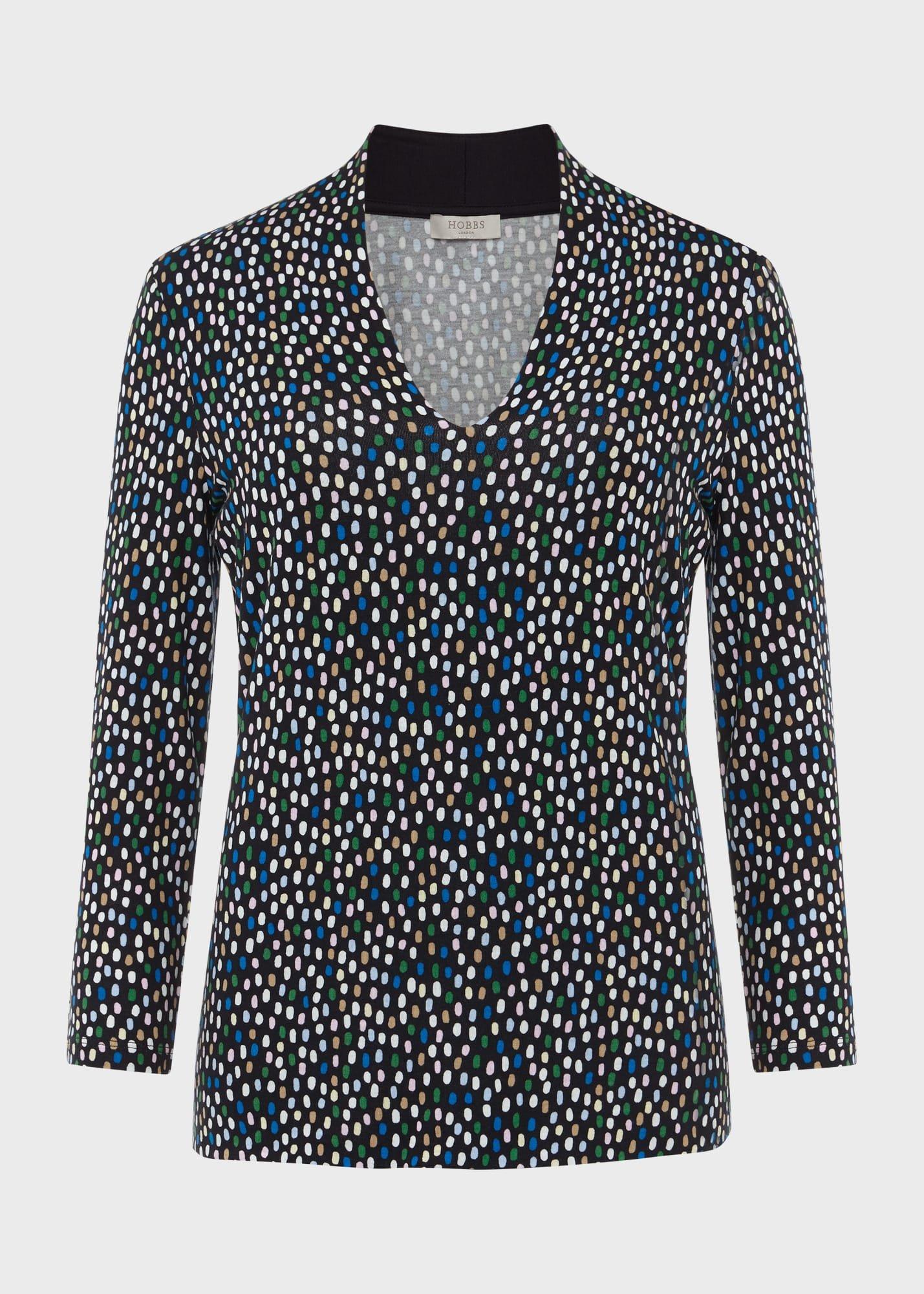 Aimee Printed Top, Navy Multi, hi-res