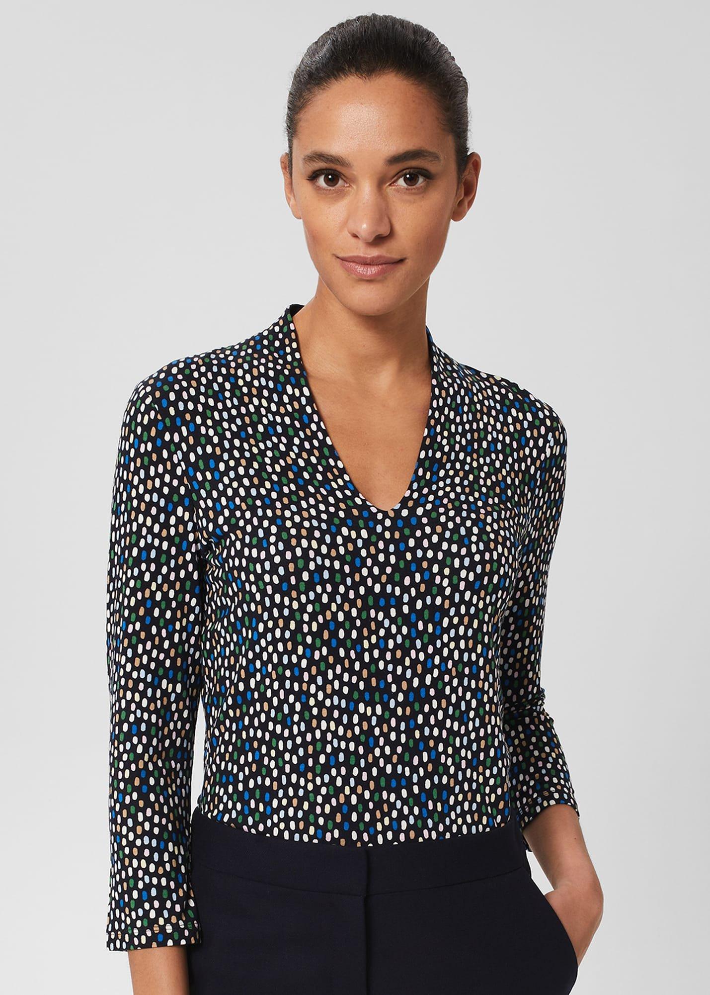 Aimee Printed Top, Navy Multi, hi-res