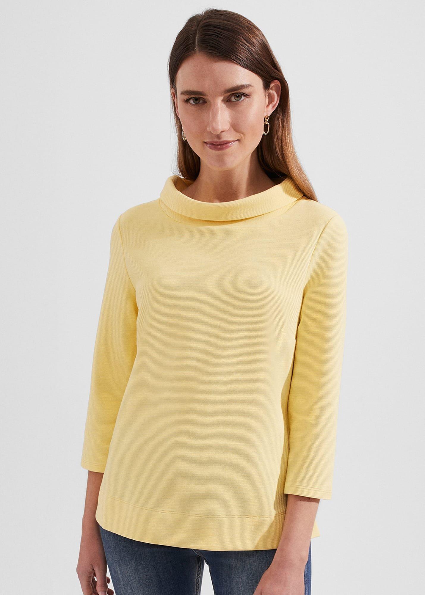 Betsy Textured Top With Cotton , Yellow, hi-res