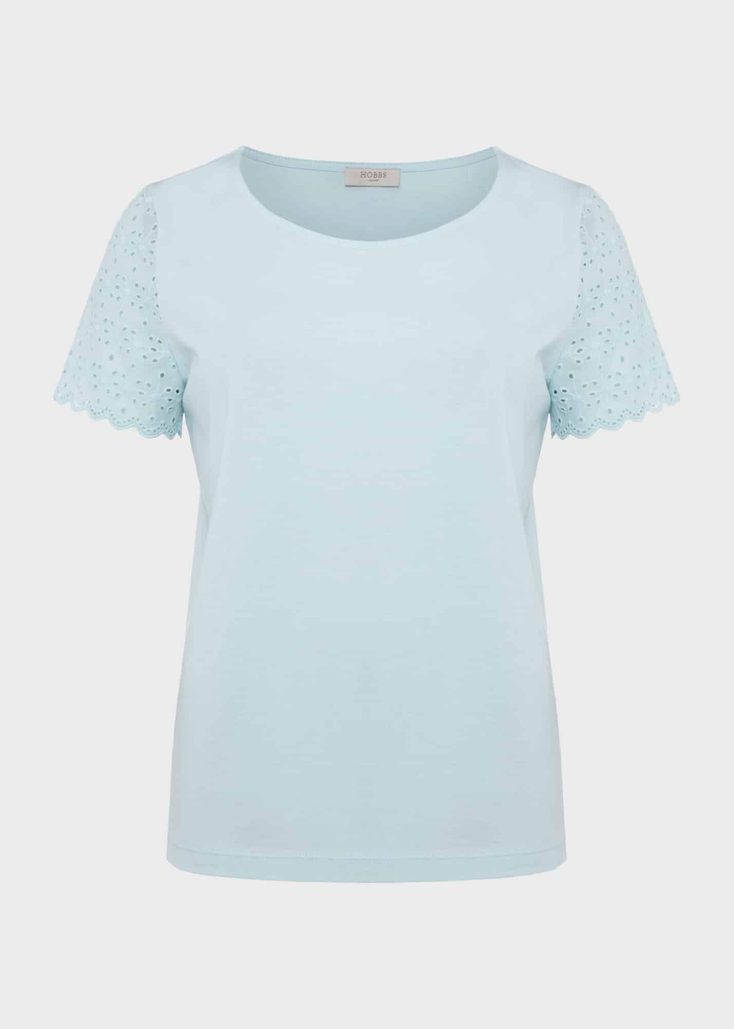 Jessie Broderie Top, Clearwater Blue, hi-res