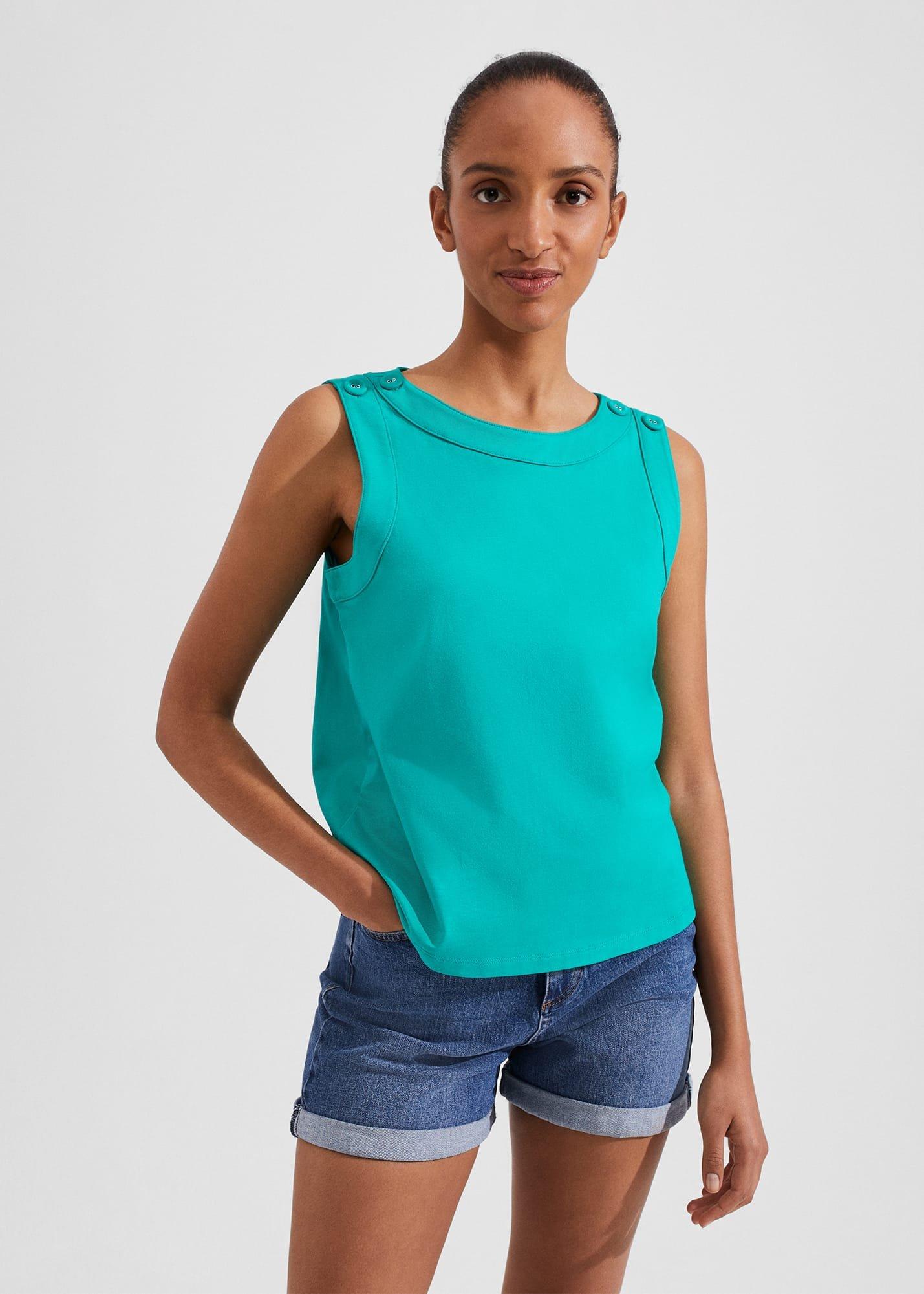 Maddy Cotton Vest , Aruba Green, hi-res