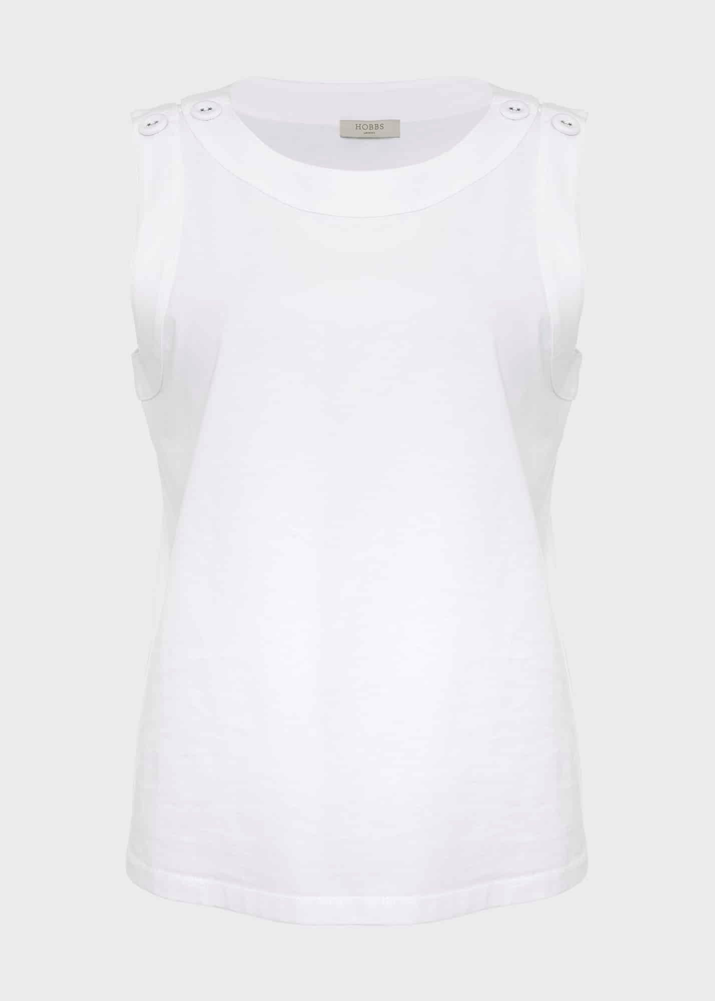 Maddy Cotton Sleeveless Top, White, hi-res