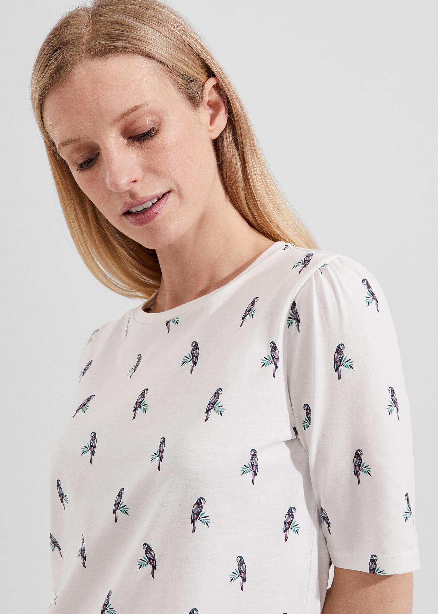 Eva Cotton Printed T-Shirt, White Navy, hi-res