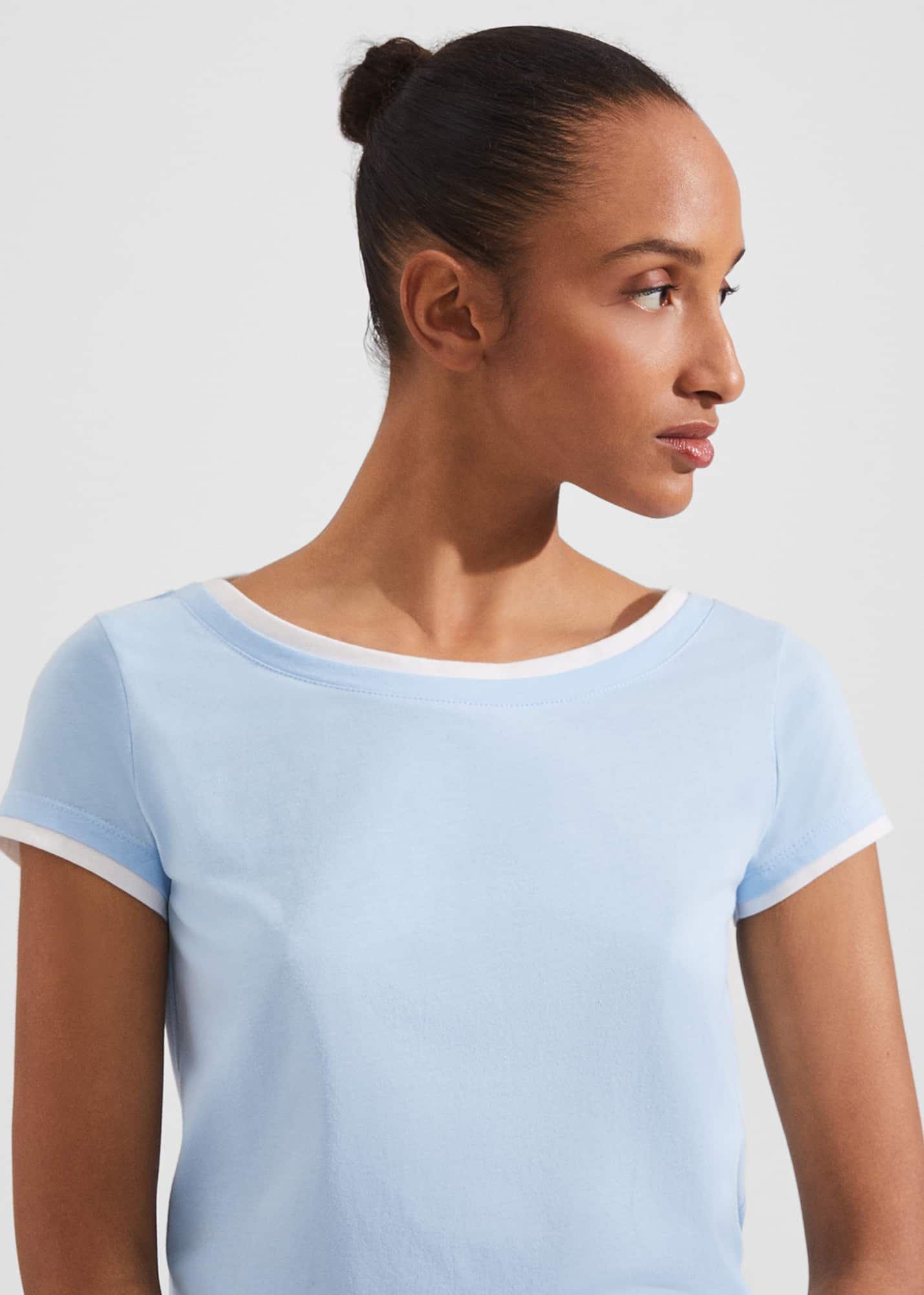 Peony Cotton T-Shirt, Blue Ivory, hi-res