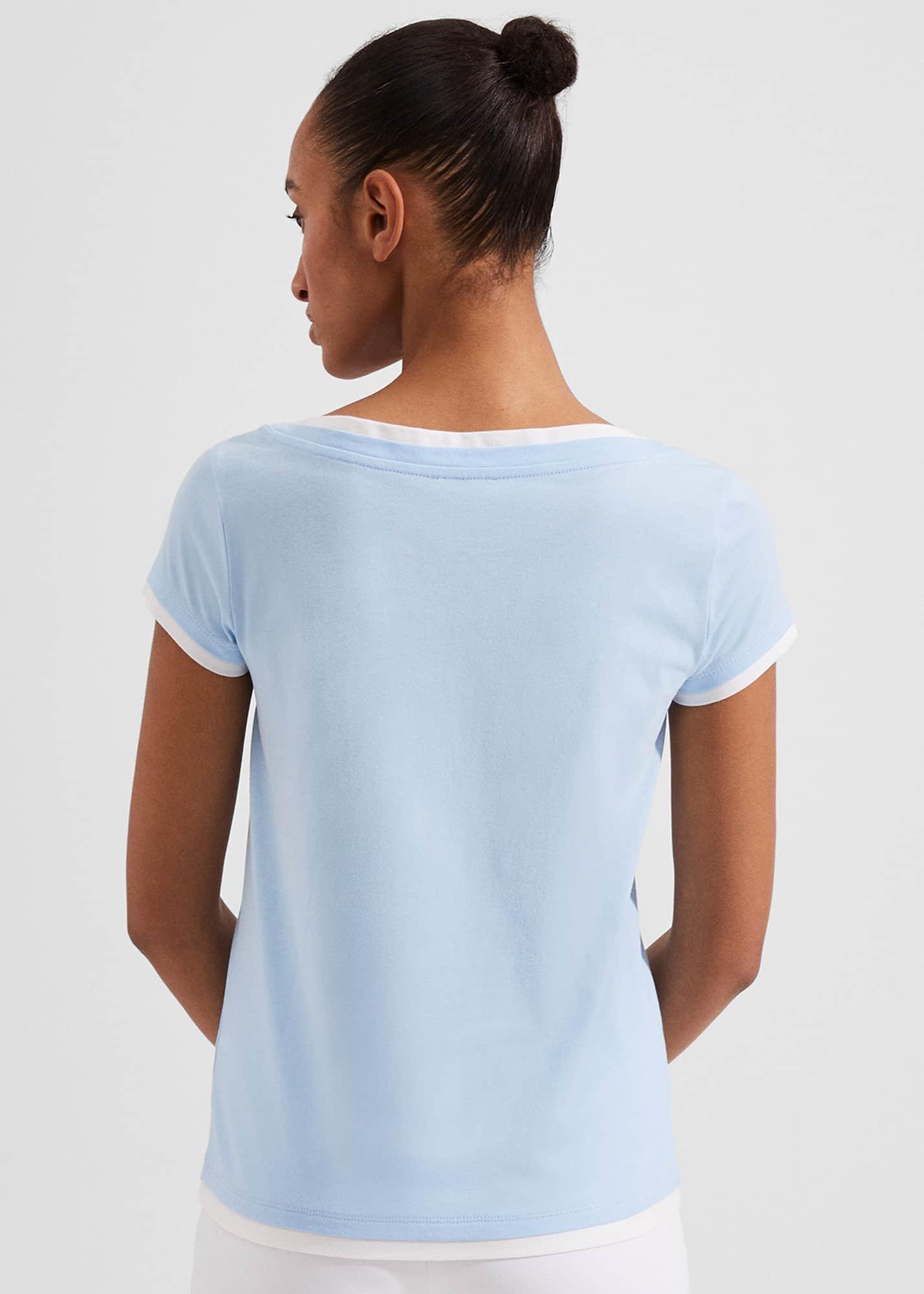 Peony Cotton T-Shirt, Blue Ivory, hi-res