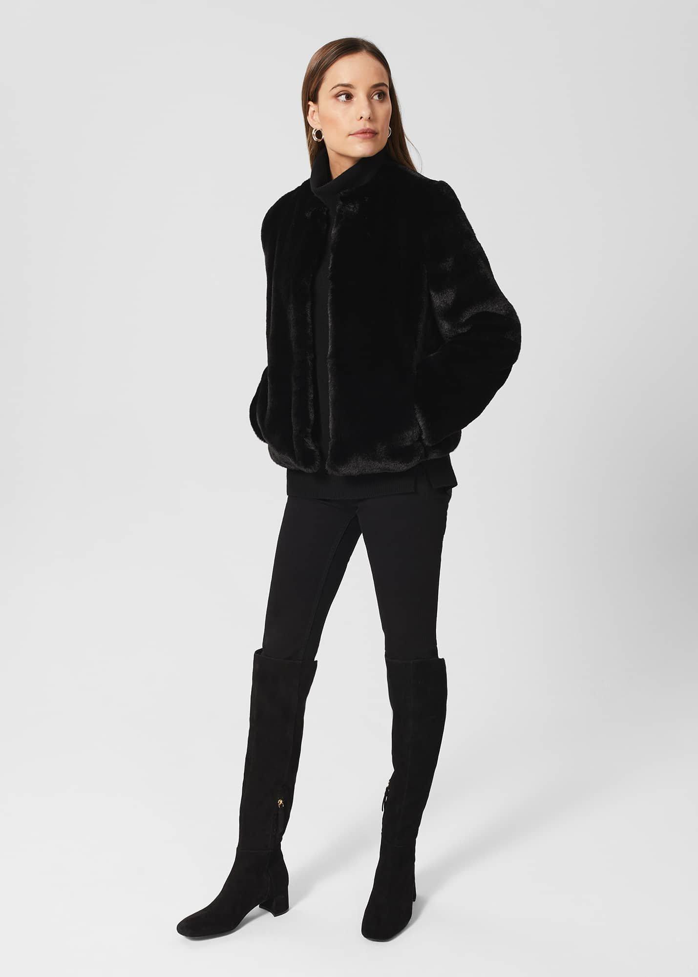 Florence Fur Coat, Black, hi-res