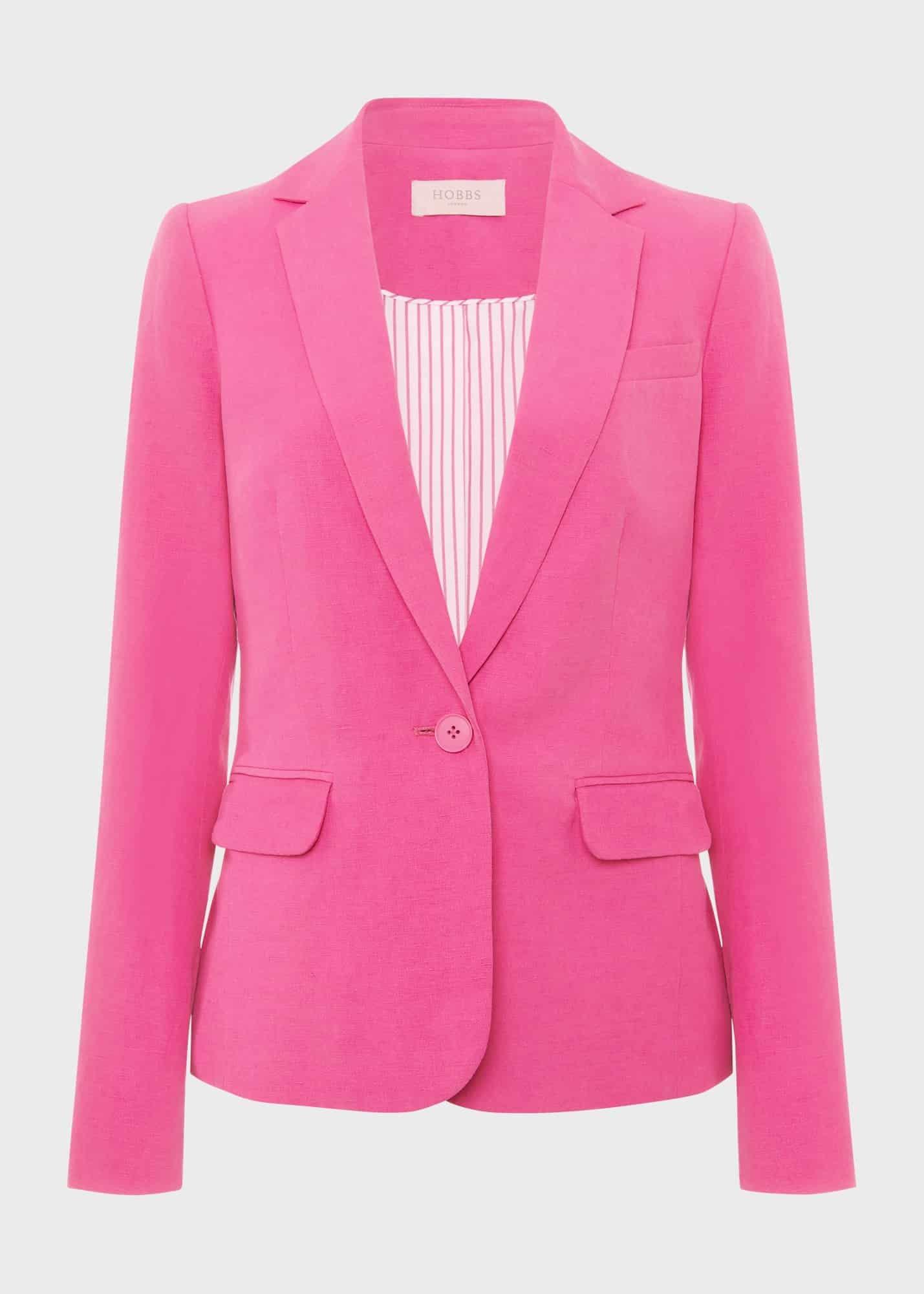 Blake Silk Linen Jacket, Deep Fuchsia, hi-res