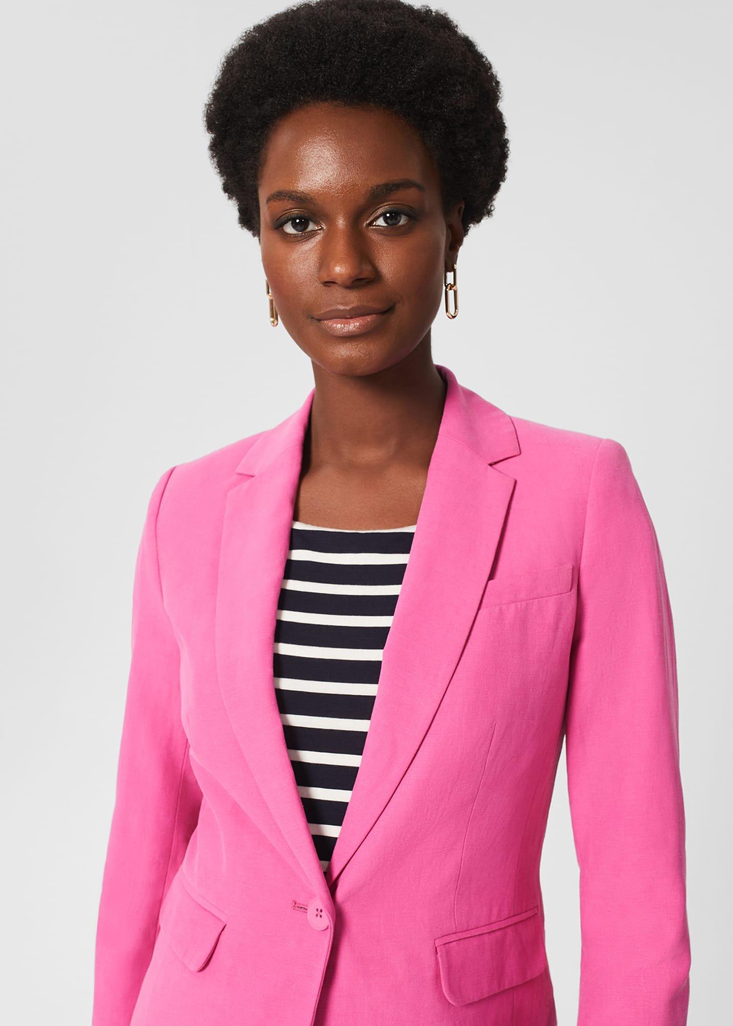 Blake Silk Linen Jacket, Deep Fuchsia, hi-res