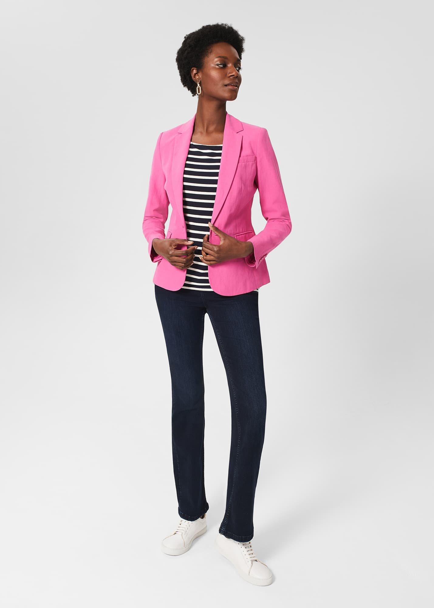 Blake Silk Linen Jacket, Deep Fuchsia, hi-res