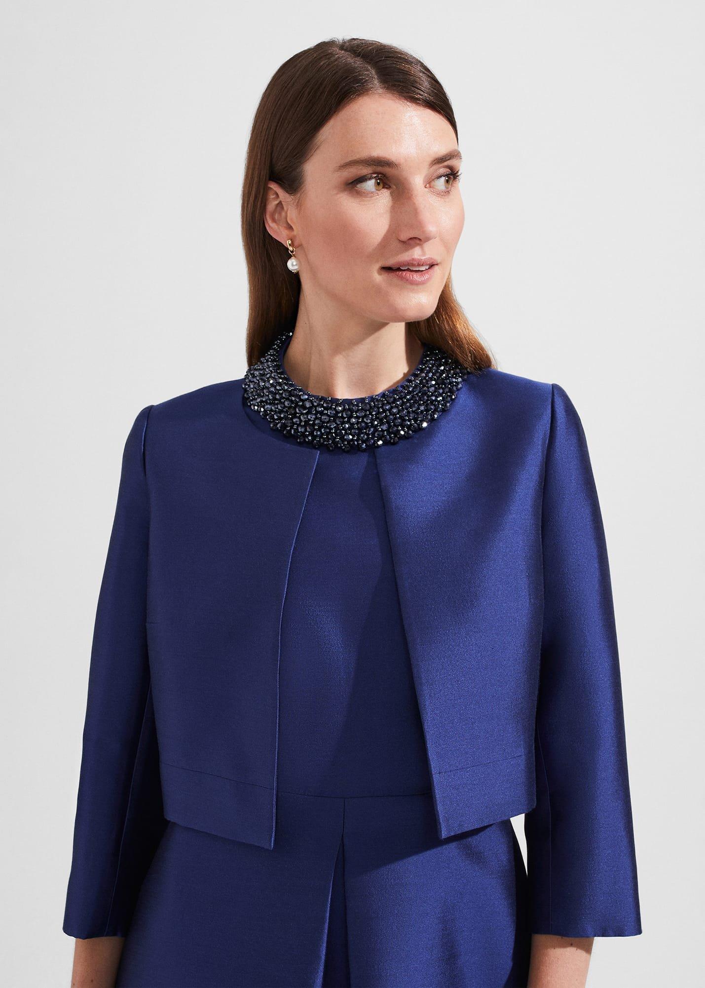 Christie Silk Wool Jacket, Royal Blue, hi-res