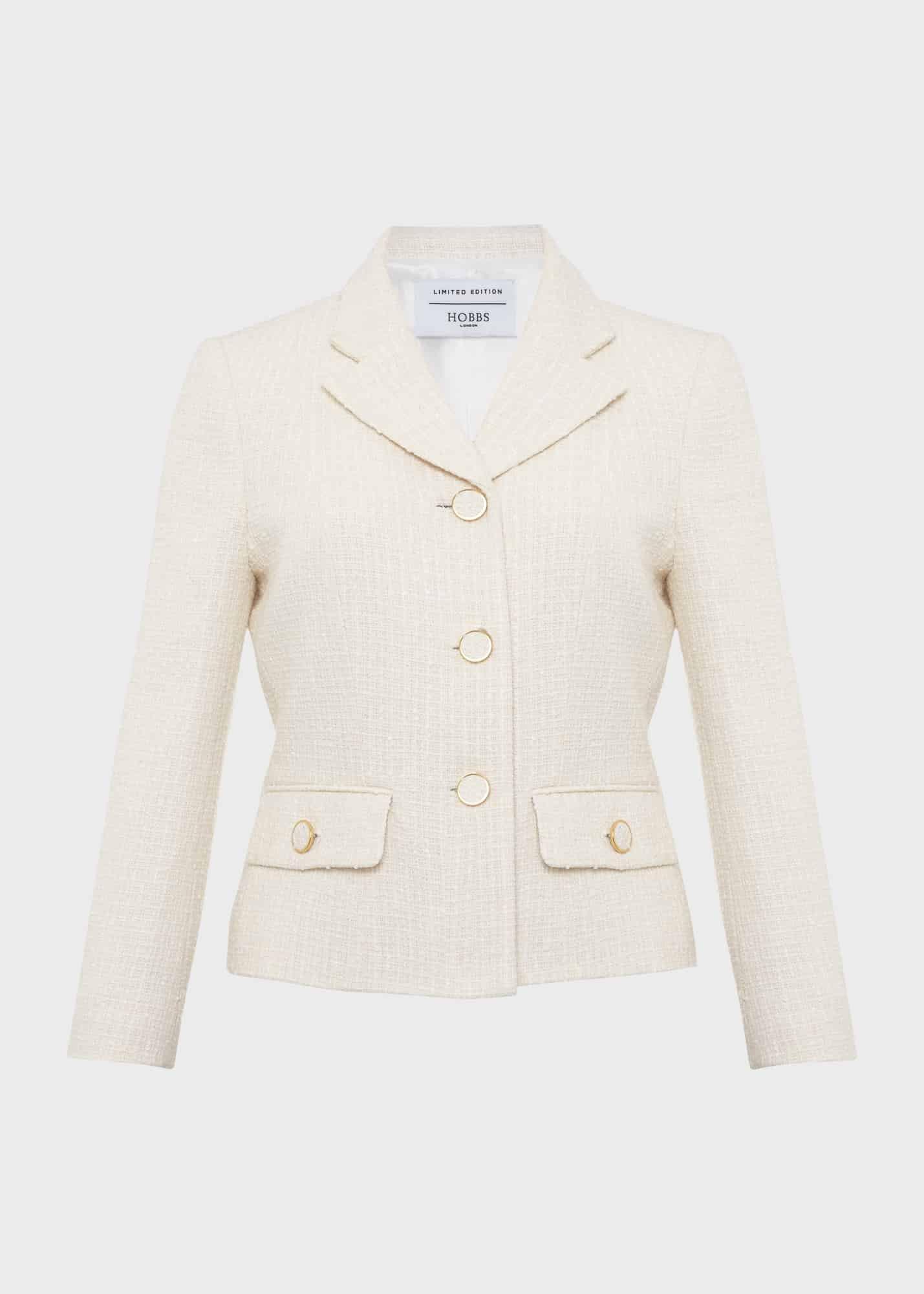 Clarence Tweed Jacket, Cream, hi-res