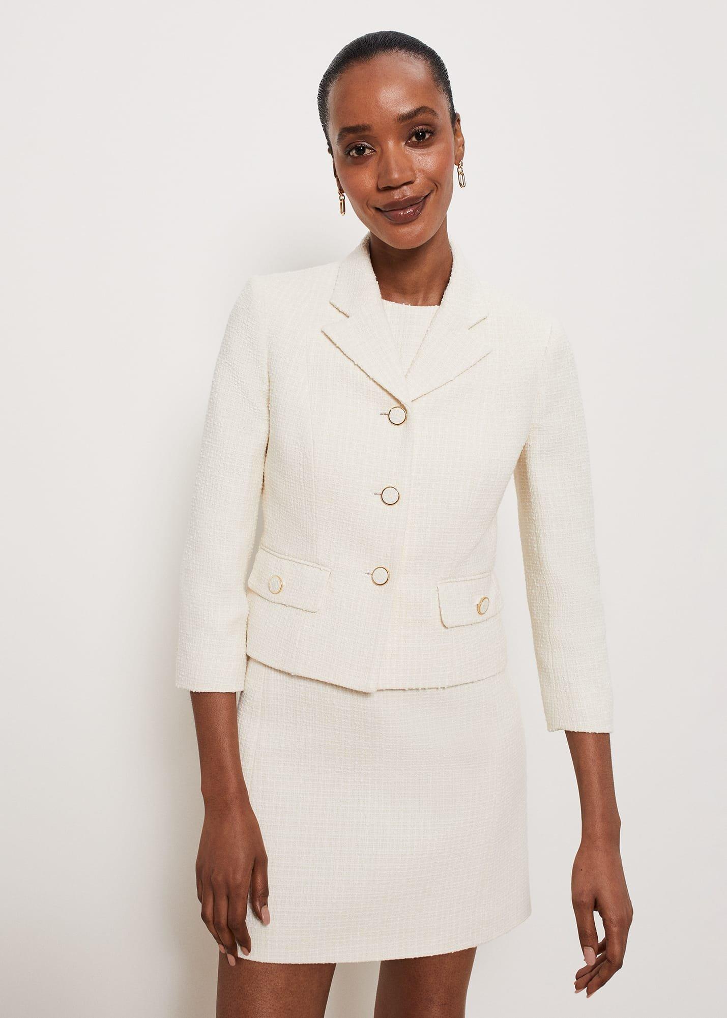 Clarence Tweed Jacket, Cream, hi-res