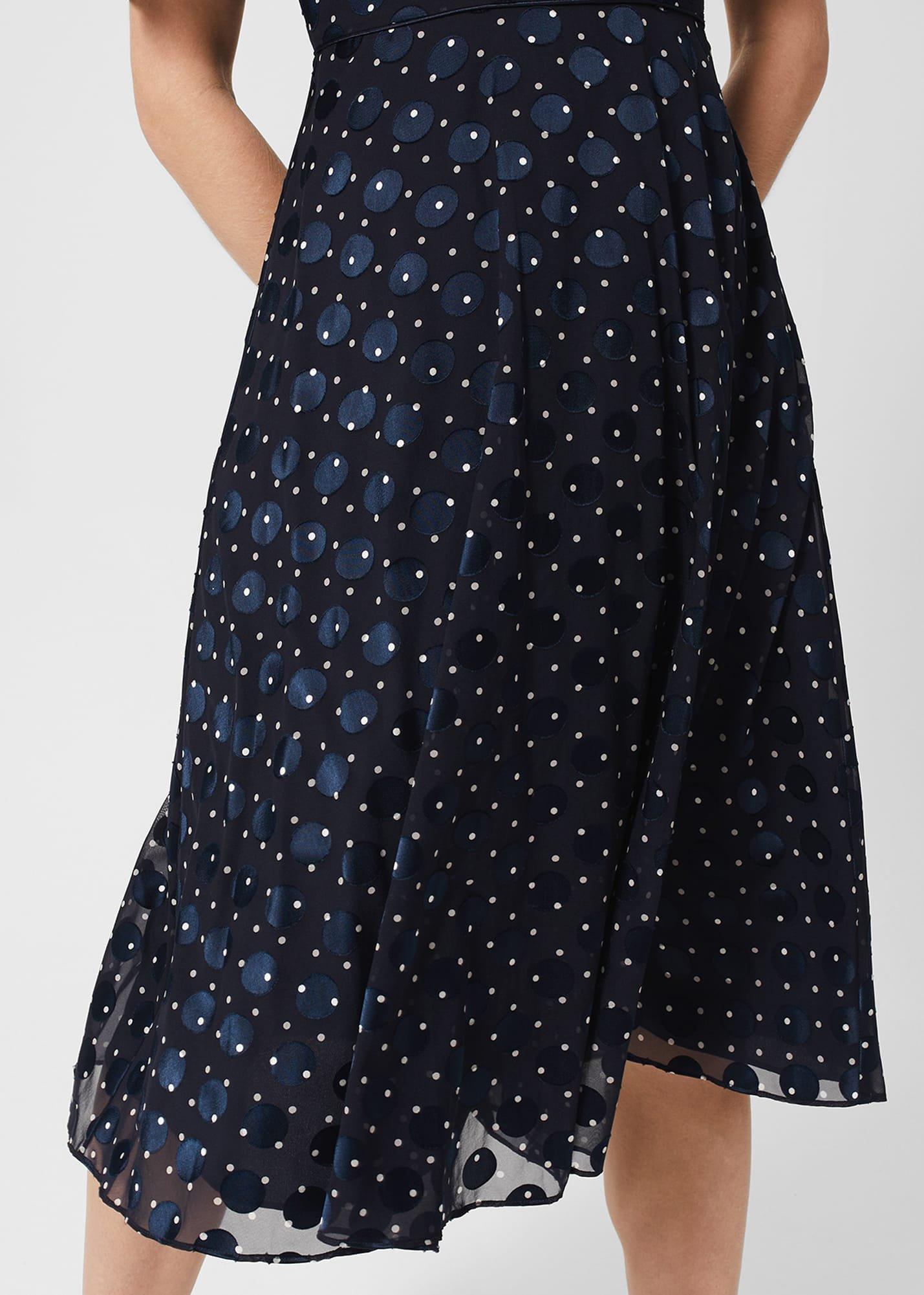 Petite Ceira Spot Dress, Navy Ivory, hi-res