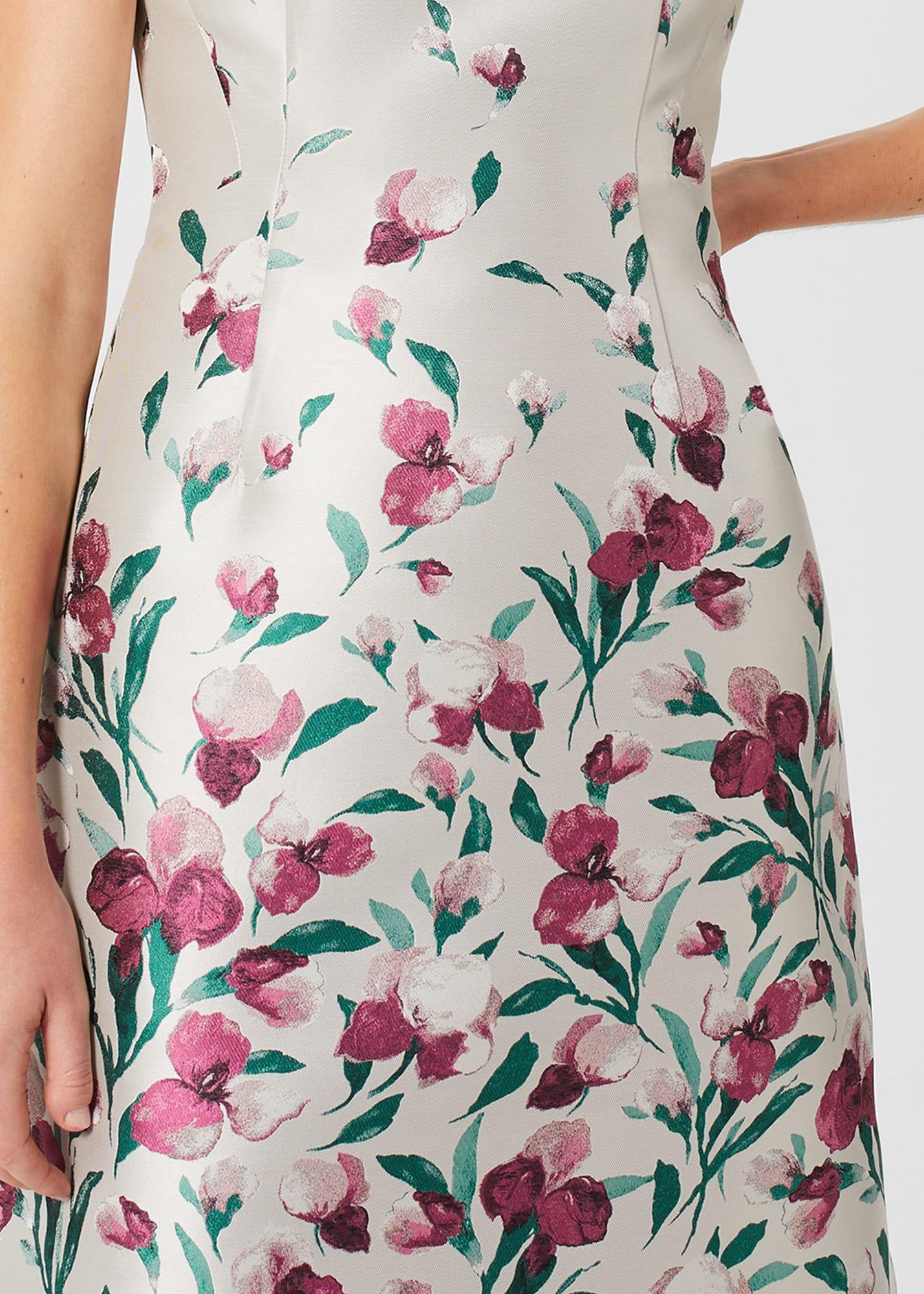 Gwen Floral Jacquard Dress, Oyster Multi, hi-res