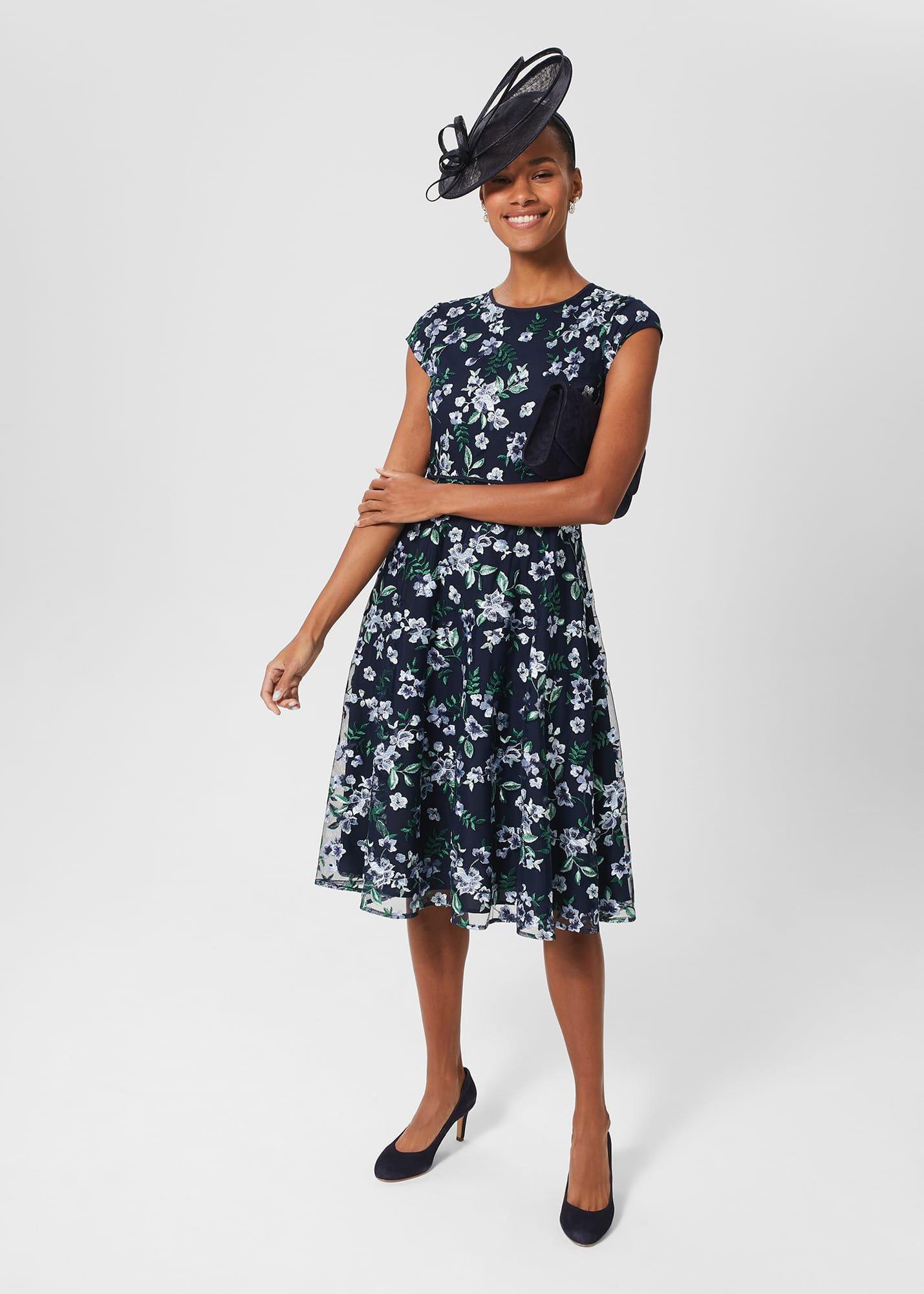 Tia Embroidered Floral Dress, Pale Blue Multi, hi-res