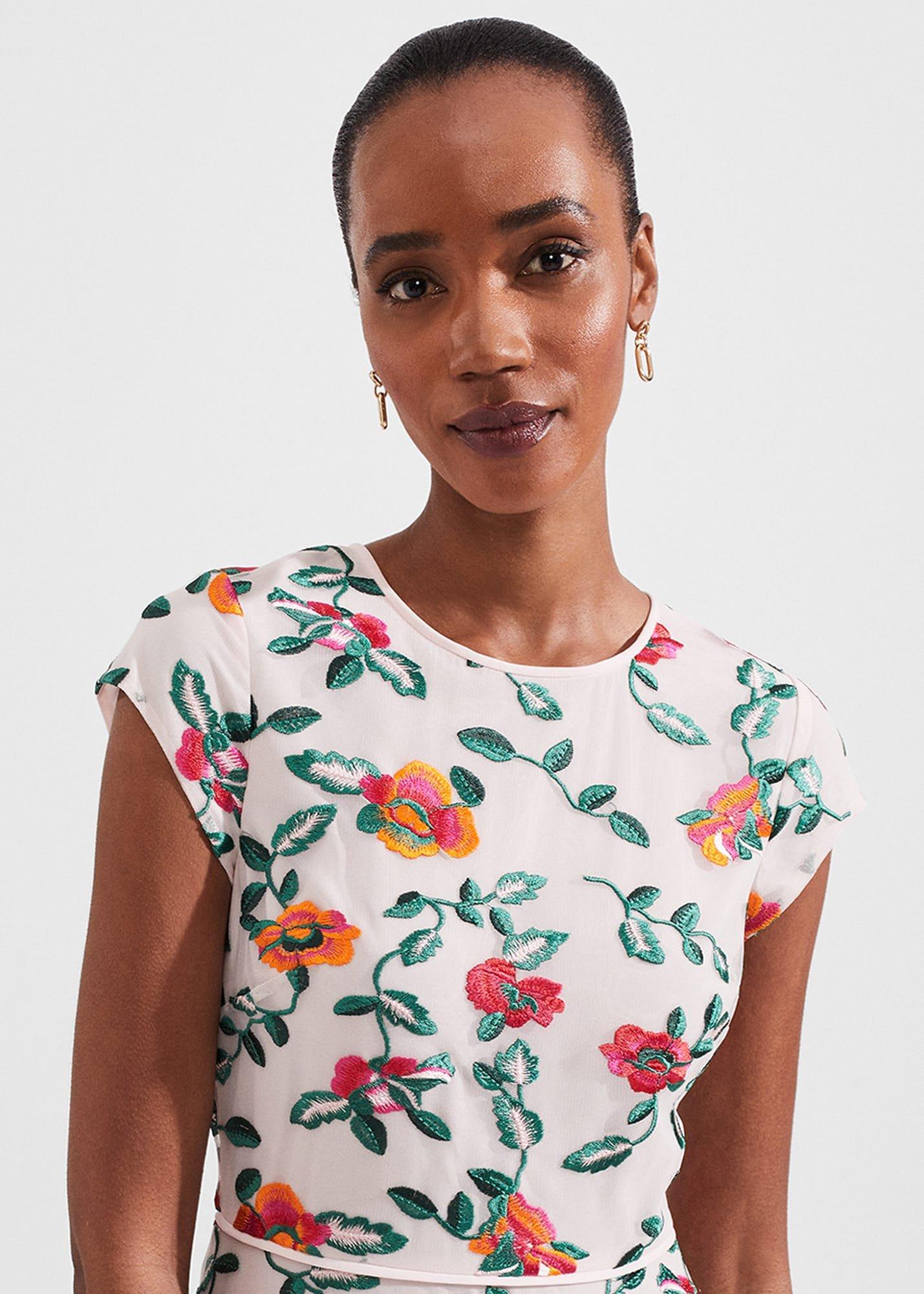 Tia Embroidered Dress, Pale Pink Multi, hi-res