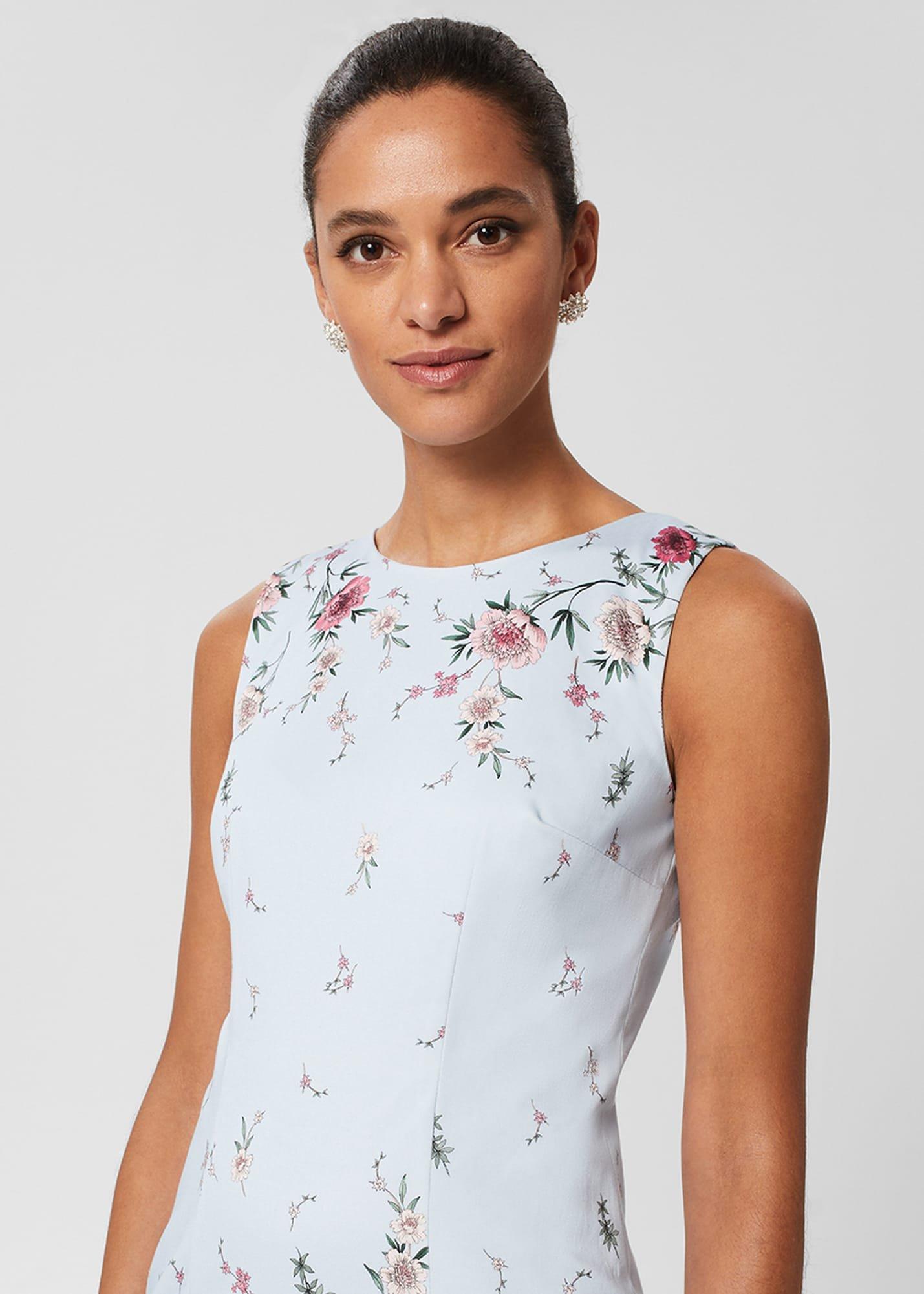 Fiona Floral Shift Dress, Pale Blue Multi, hi-res
