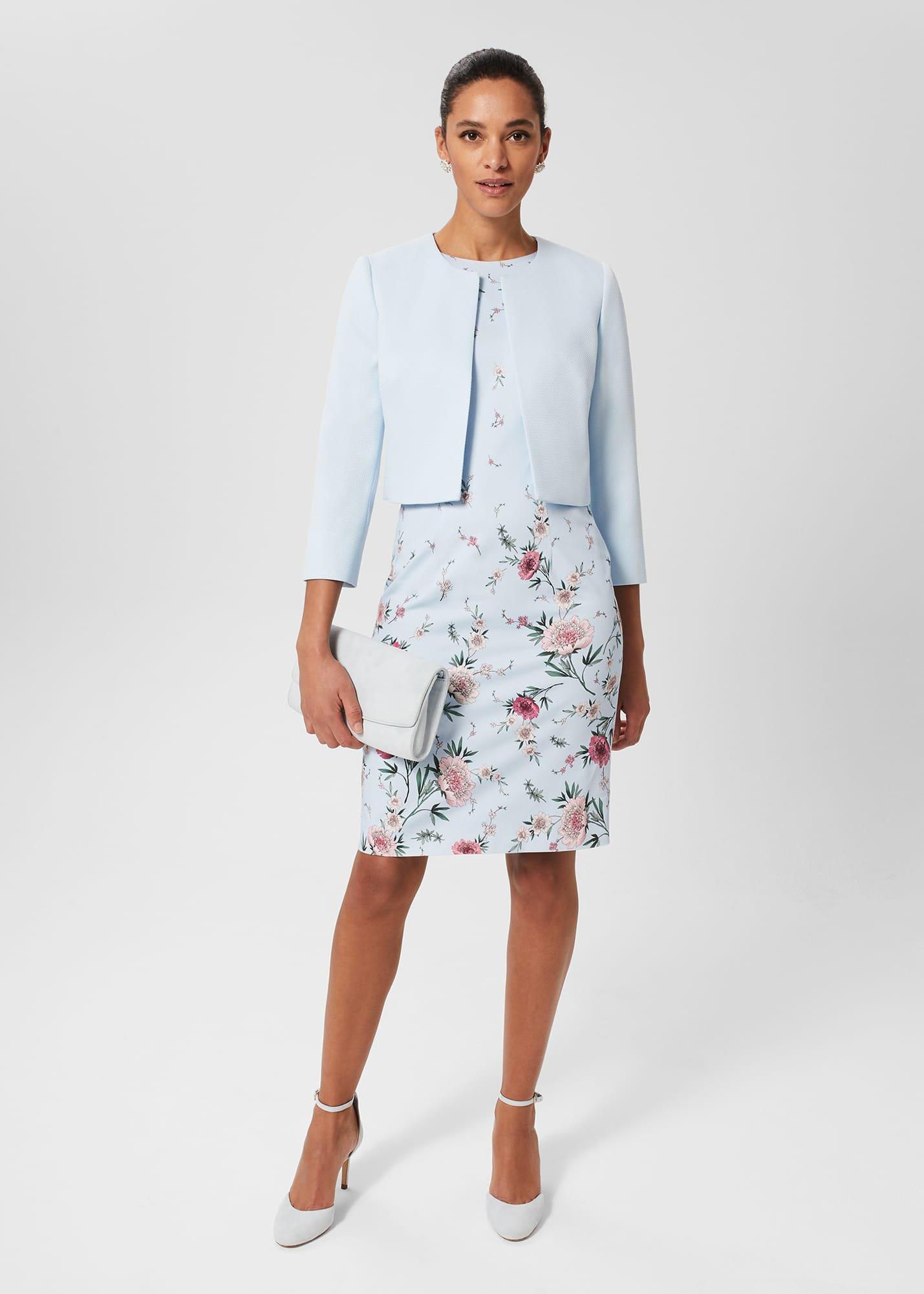 Fiona Floral Shift Dress, Pale Blue Multi, hi-res