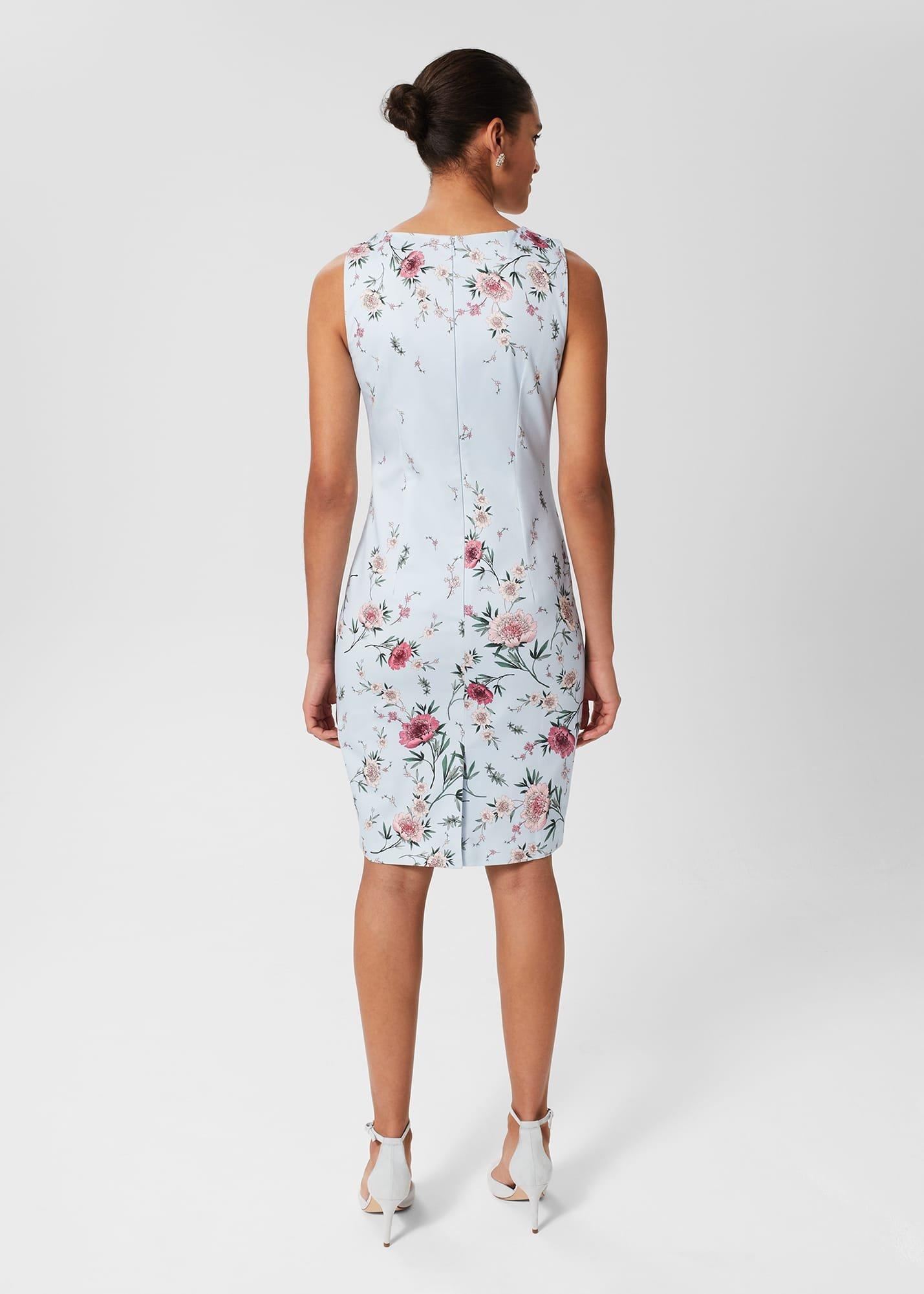 Petite Fiona Floral Dress, Pale Blue Multi, hi-res