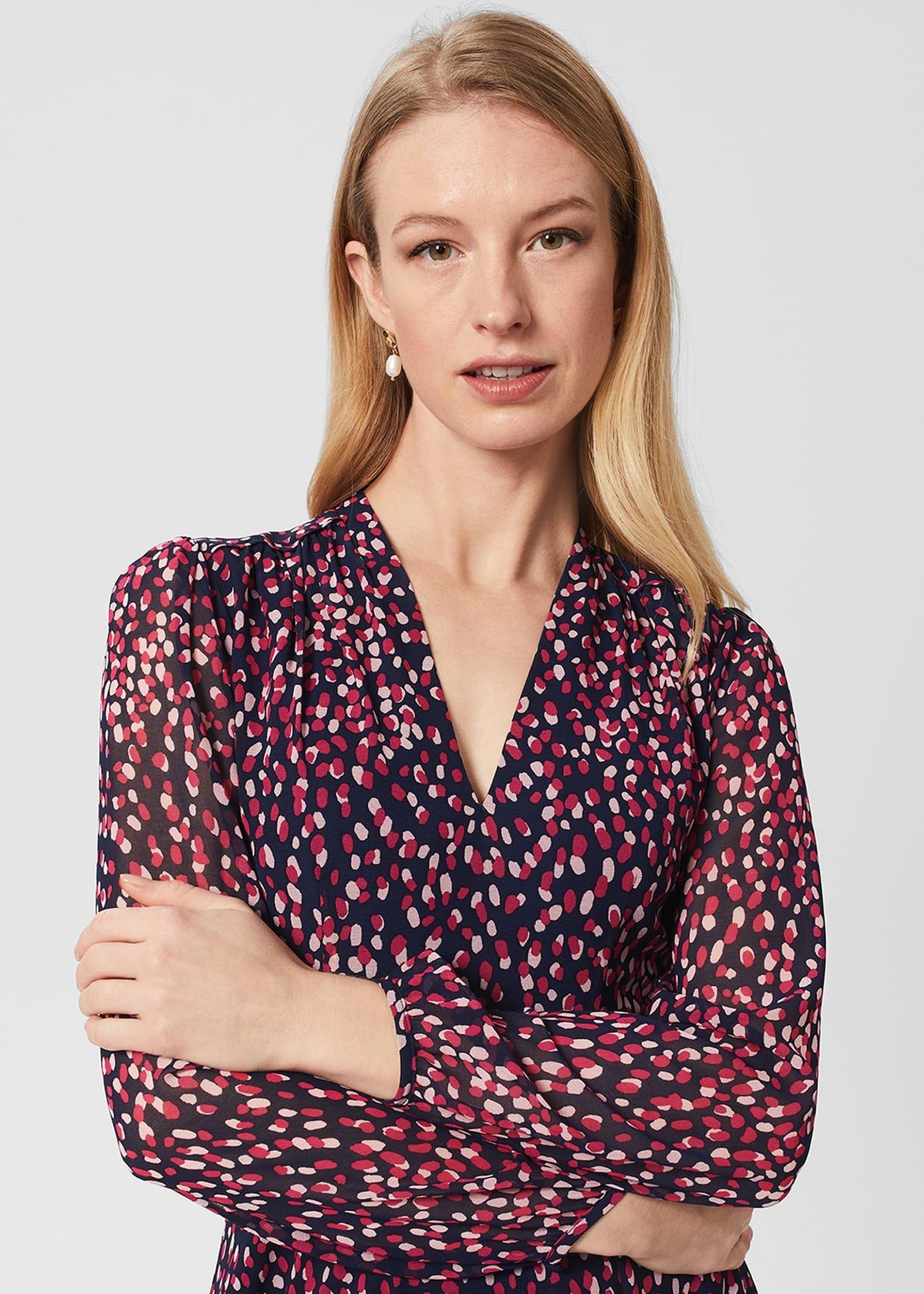 Aurora Fit And Flare Dress, Navy Multi, hi-res