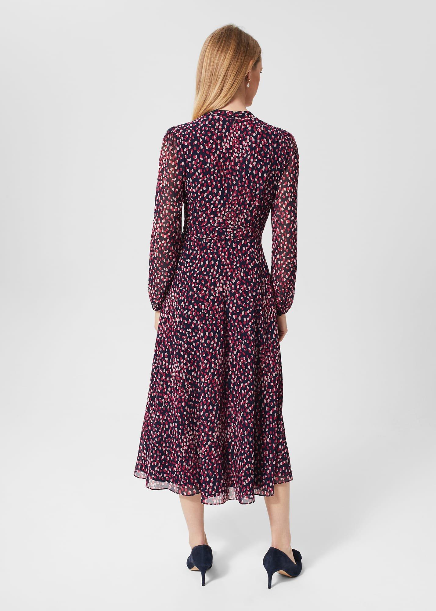 Aurora Fit And Flare Dress, Navy Multi, hi-res