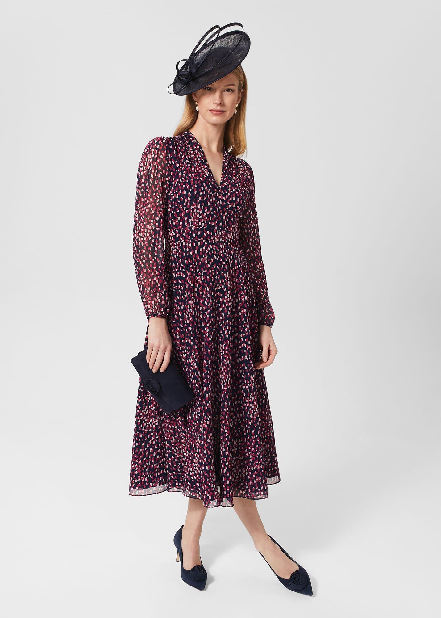 Aurora Fit And Flare Dress, Navy Multi, hi-res