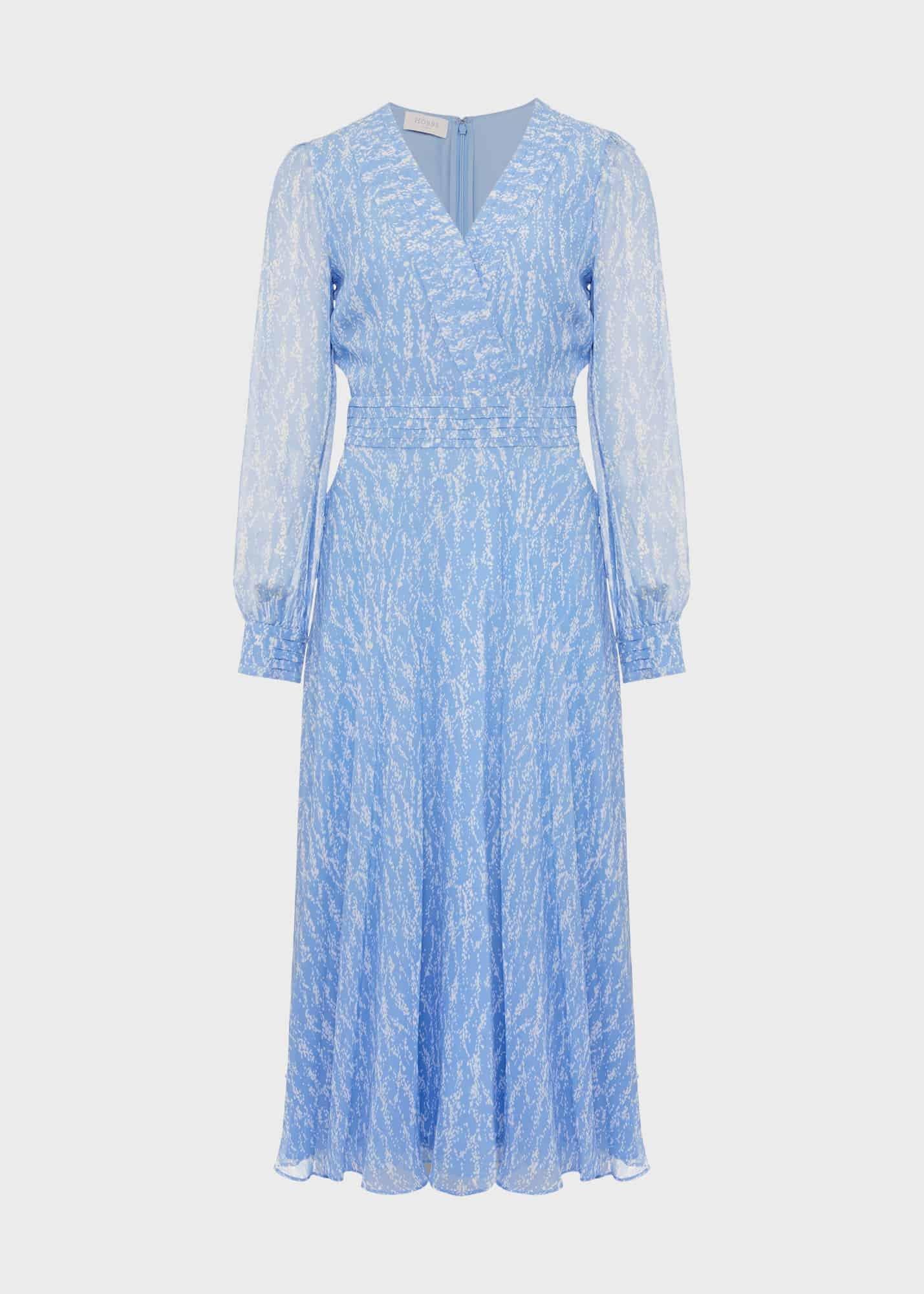 Viviana Silk Fit And Flare Dress, Blue Multi, hi-res